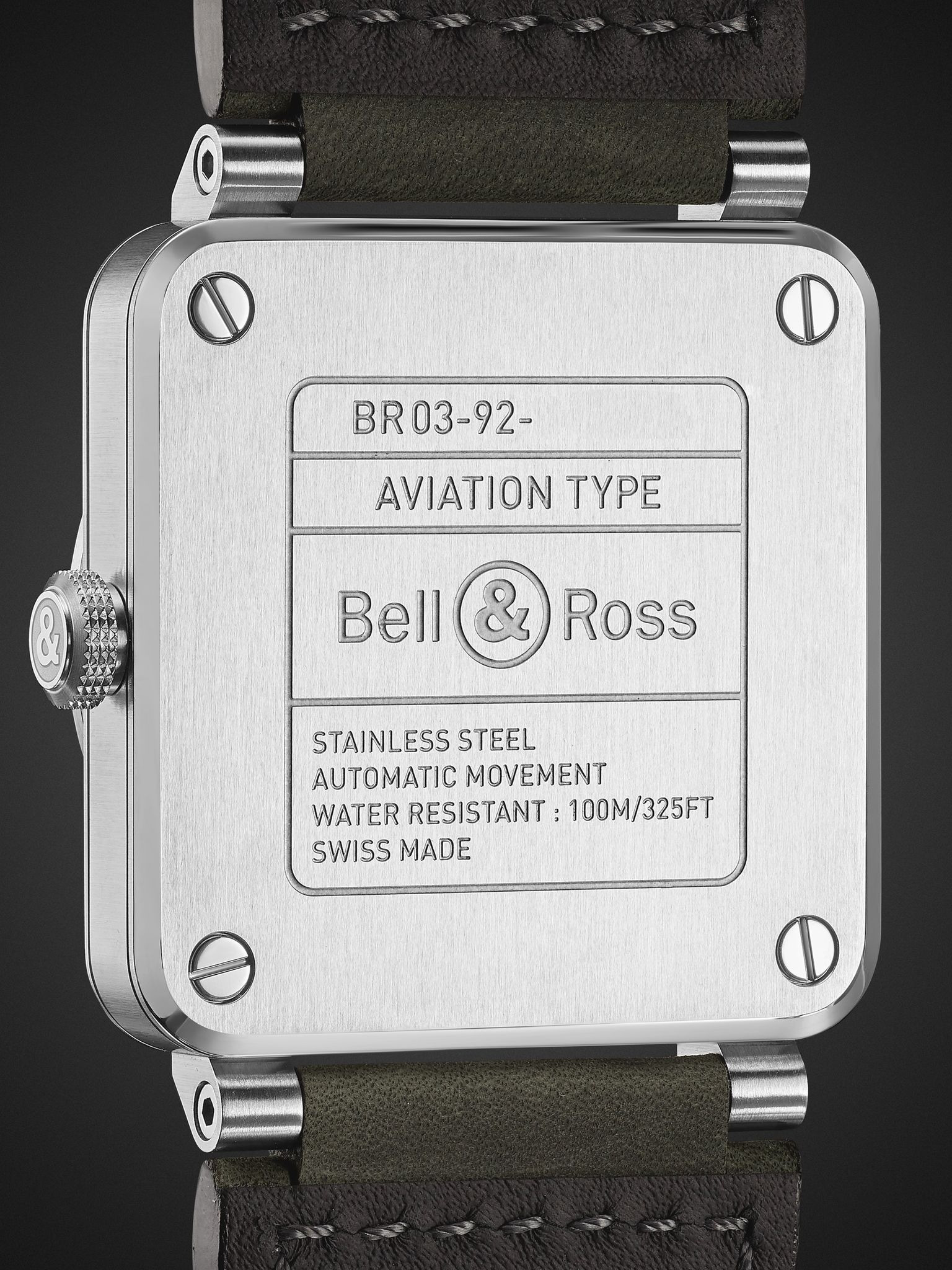 BR 03-92 Grey Lum Automatic 42mm Stainless Steel and Leather Watch, Ref. No. BR0392-GC3-ST/SCA Black - 4