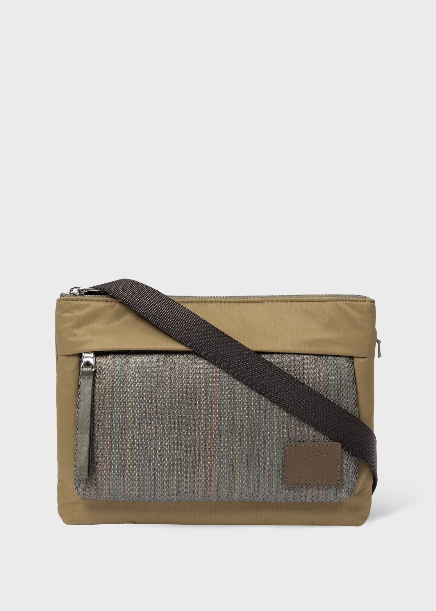 Khaki Nylon Cross-Body Bag - 1