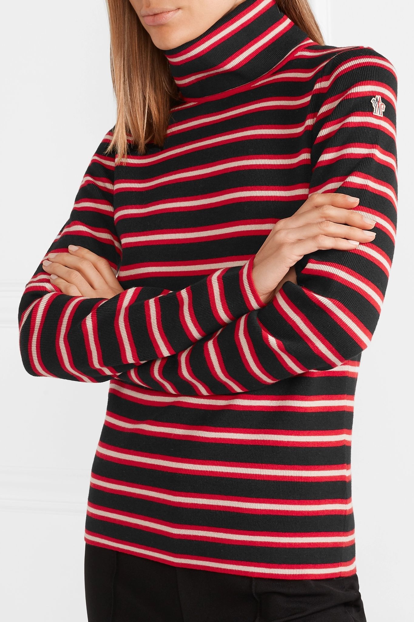 + 3 Moncler Grenoble striped stretch wool-blend turtleneck top - 3