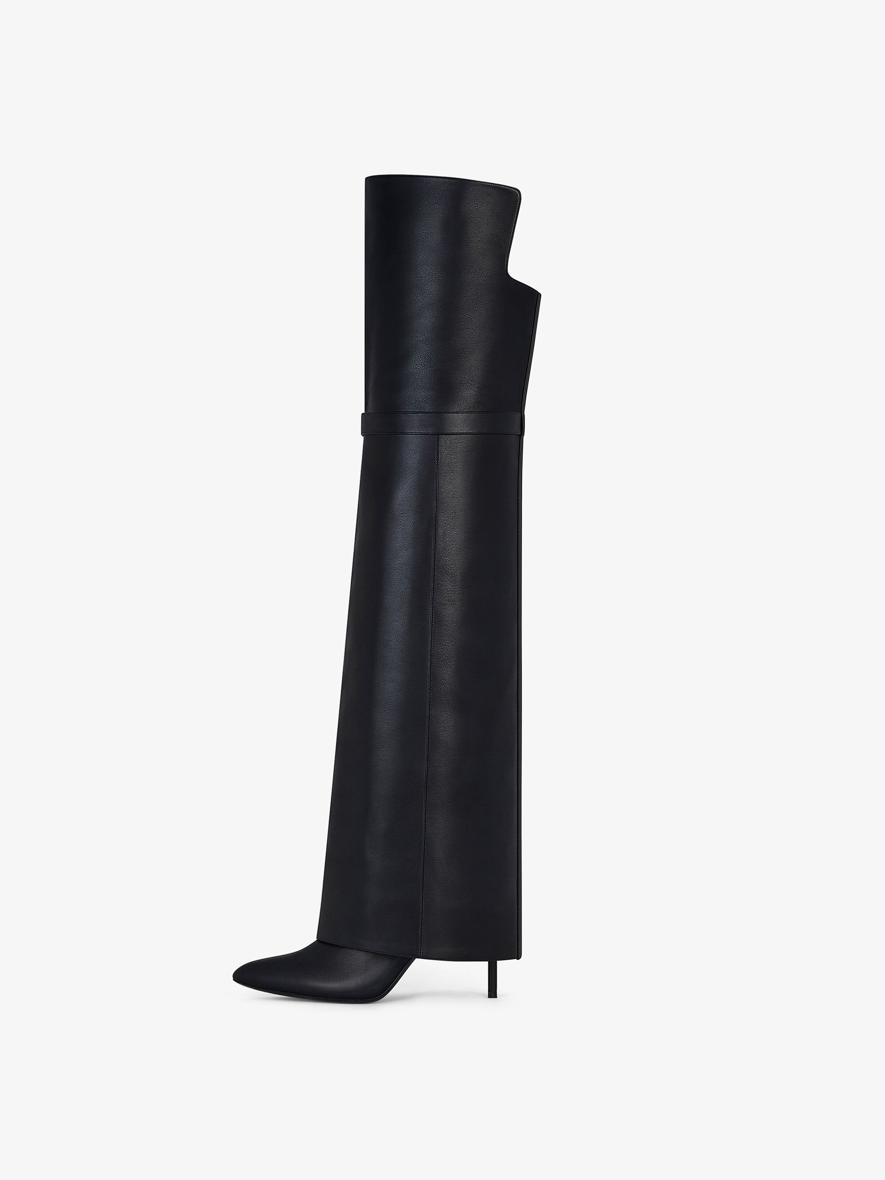 SHARK LOCK STILETTO OVER-THE-KNEE BOOTS IN LEATHER - 5