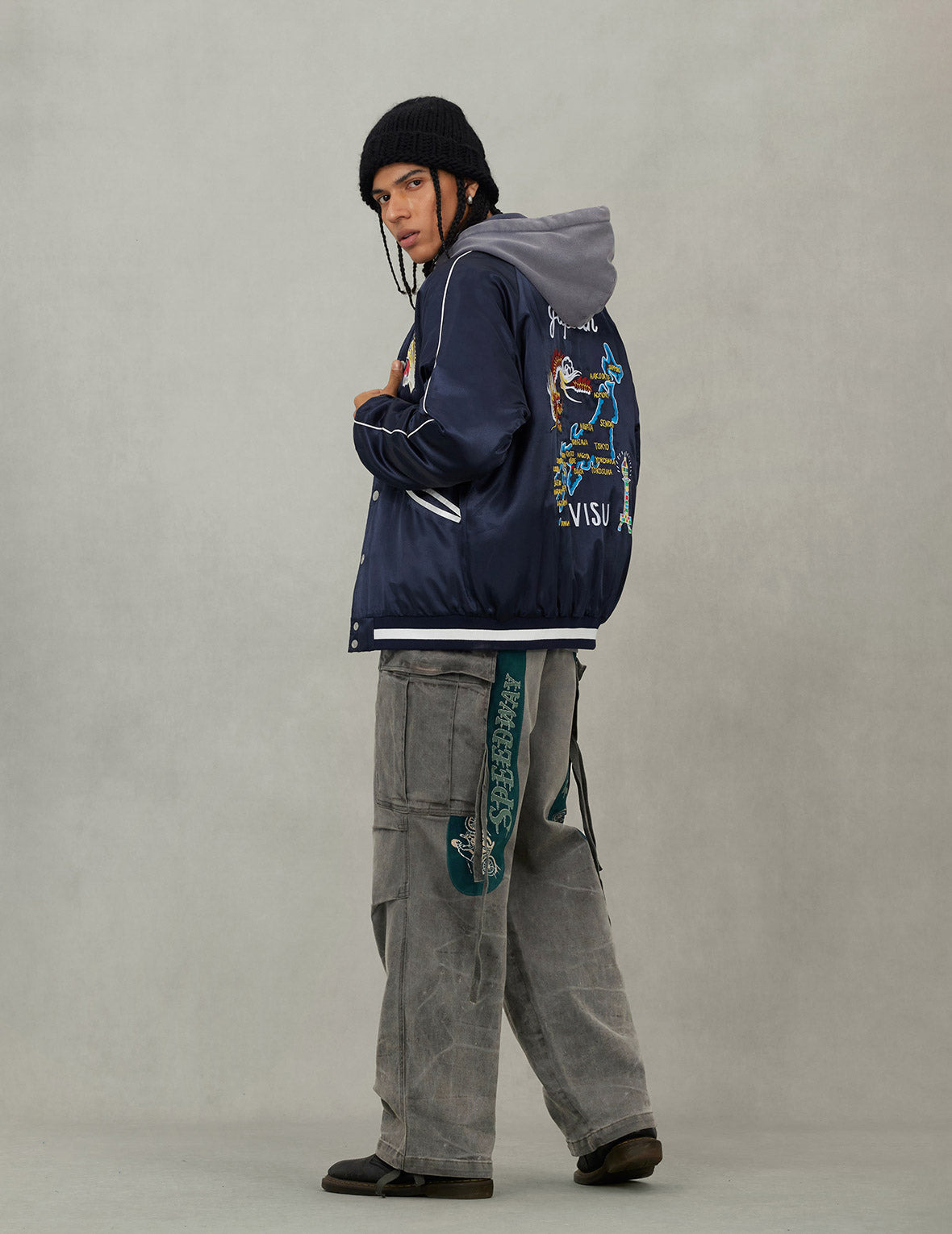 EVISU Archive Embroidery Regular Fit Padded Souvenir Jacket - 6