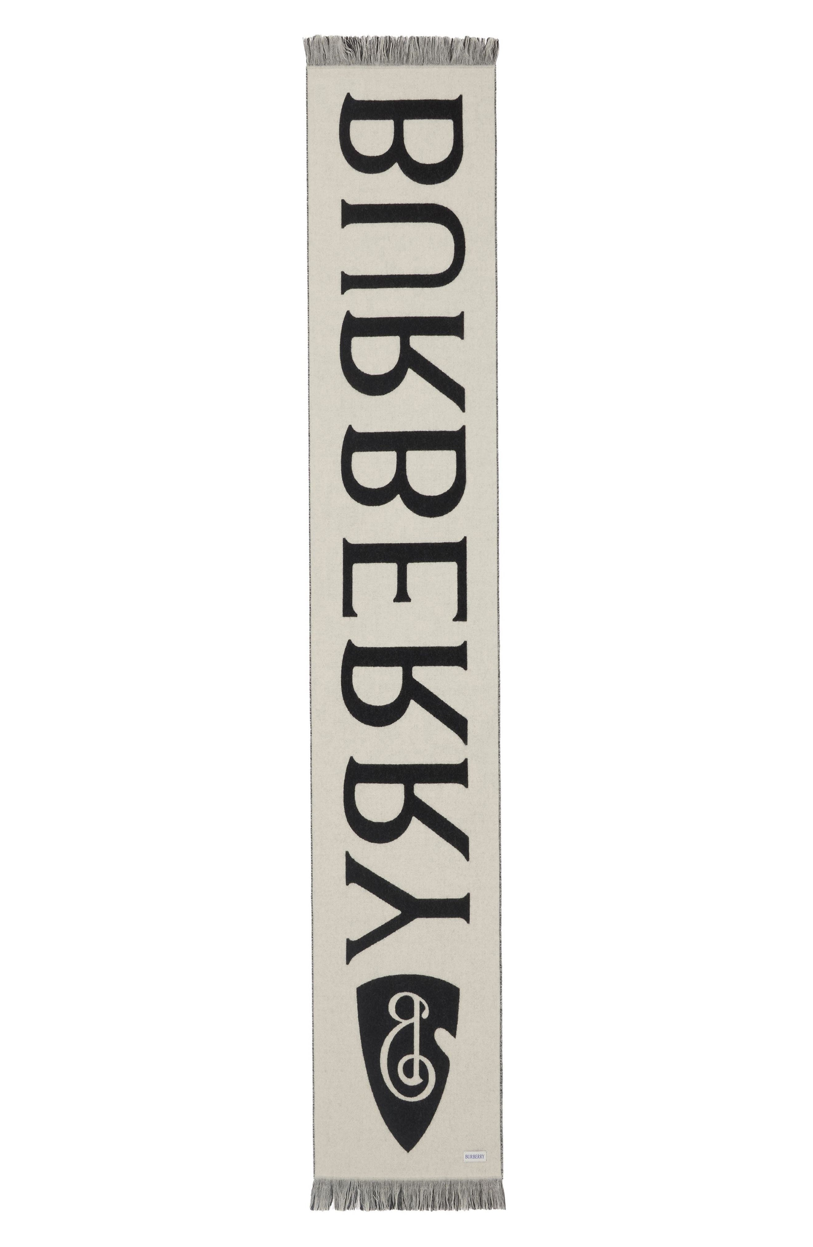burberry Reversible Logo Jacquard Wool Scarf in Black/Calico at Nordstrom - 2