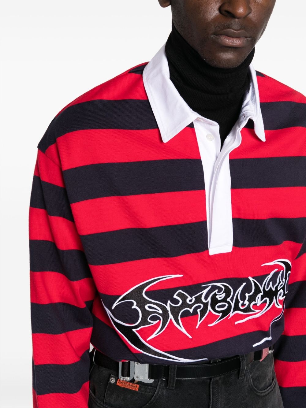 striped logo-print cotton polo - 5
