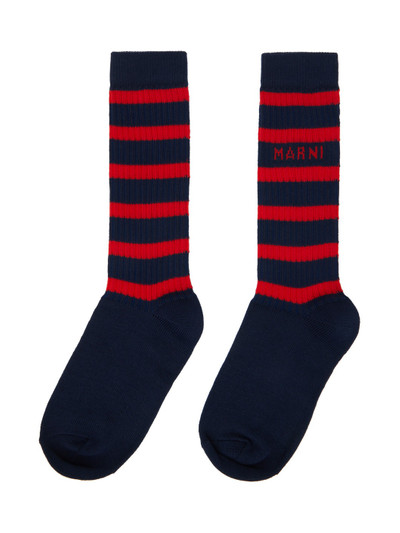 Marni Navy Striped Socks outlook