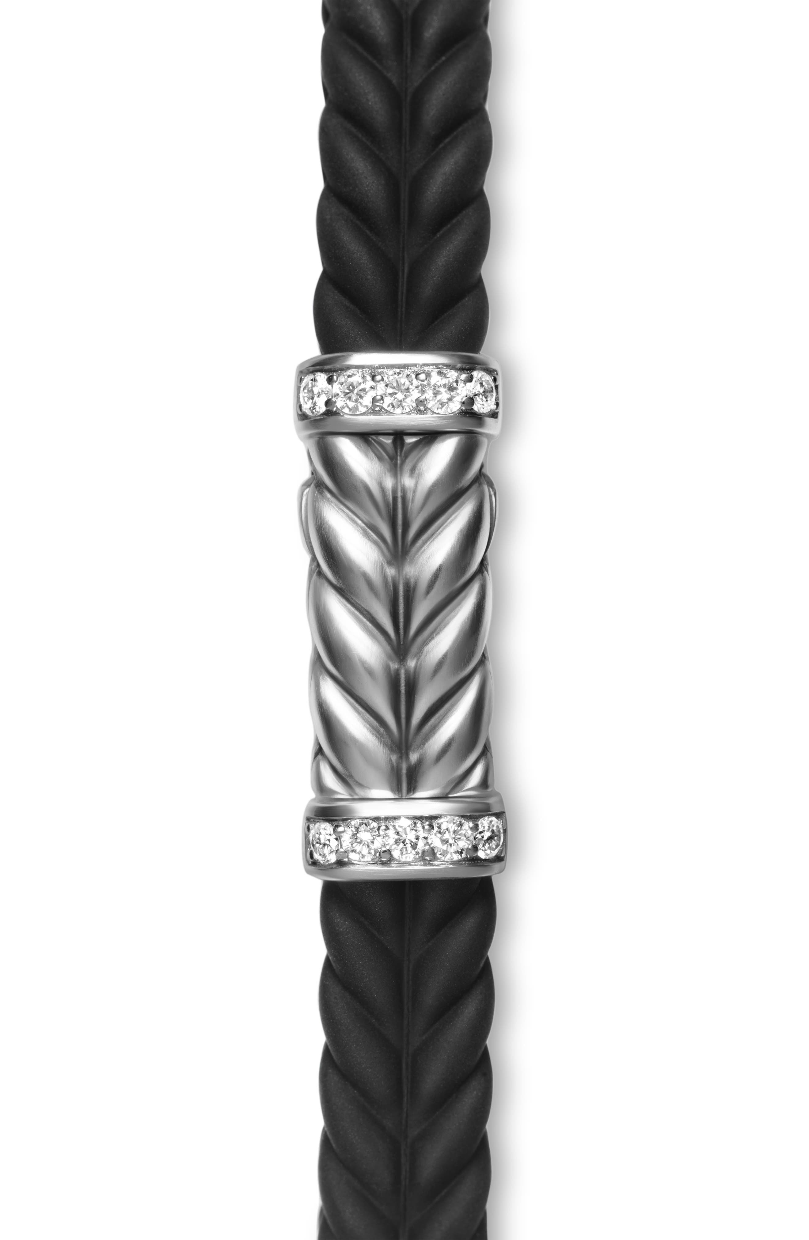 David Yurman Chevron Station Rubber Bracelet in Black/diamond at Nordstrom - 6