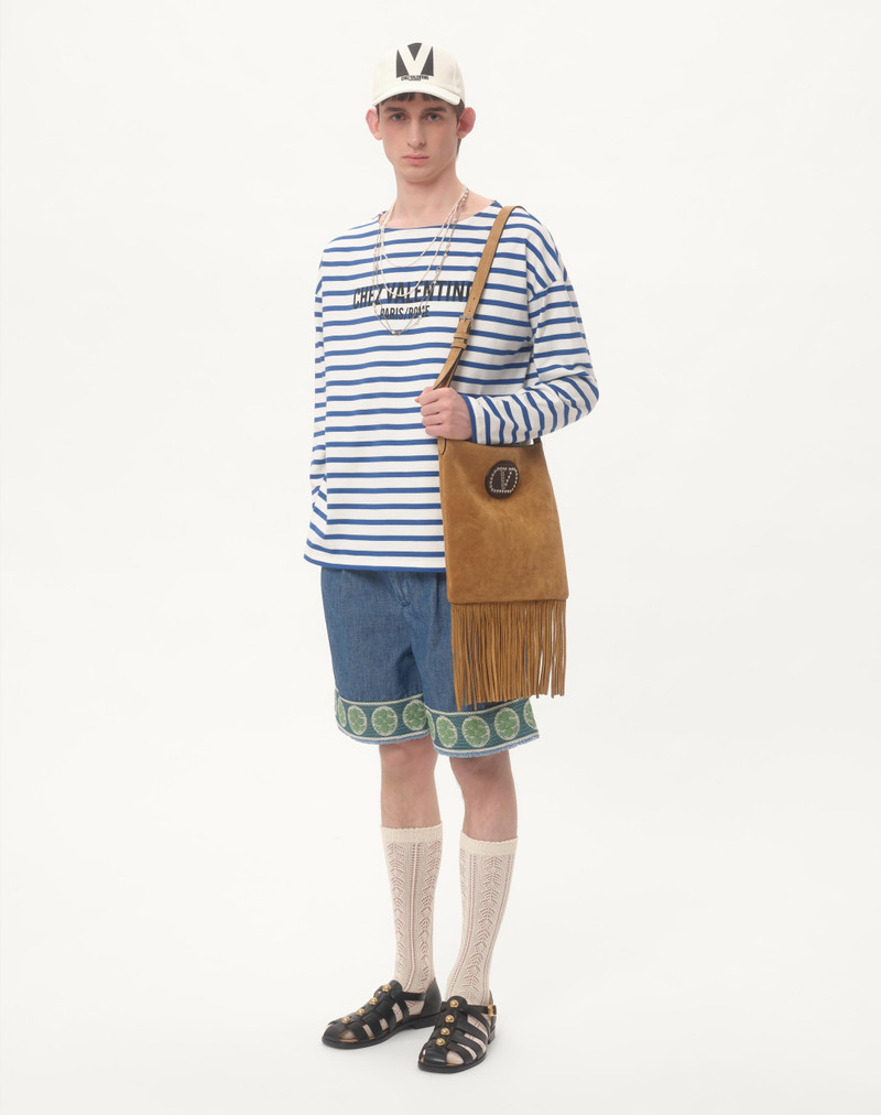 Valentino LONG-SLEEVED COTTON T-SHIRT WITH CHEZ VALENTINO PRINT outlook