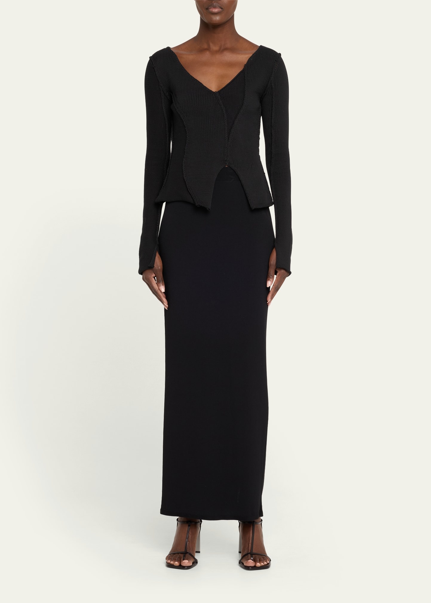 Eddy V-Neck Exposed Seam Sweater - 2