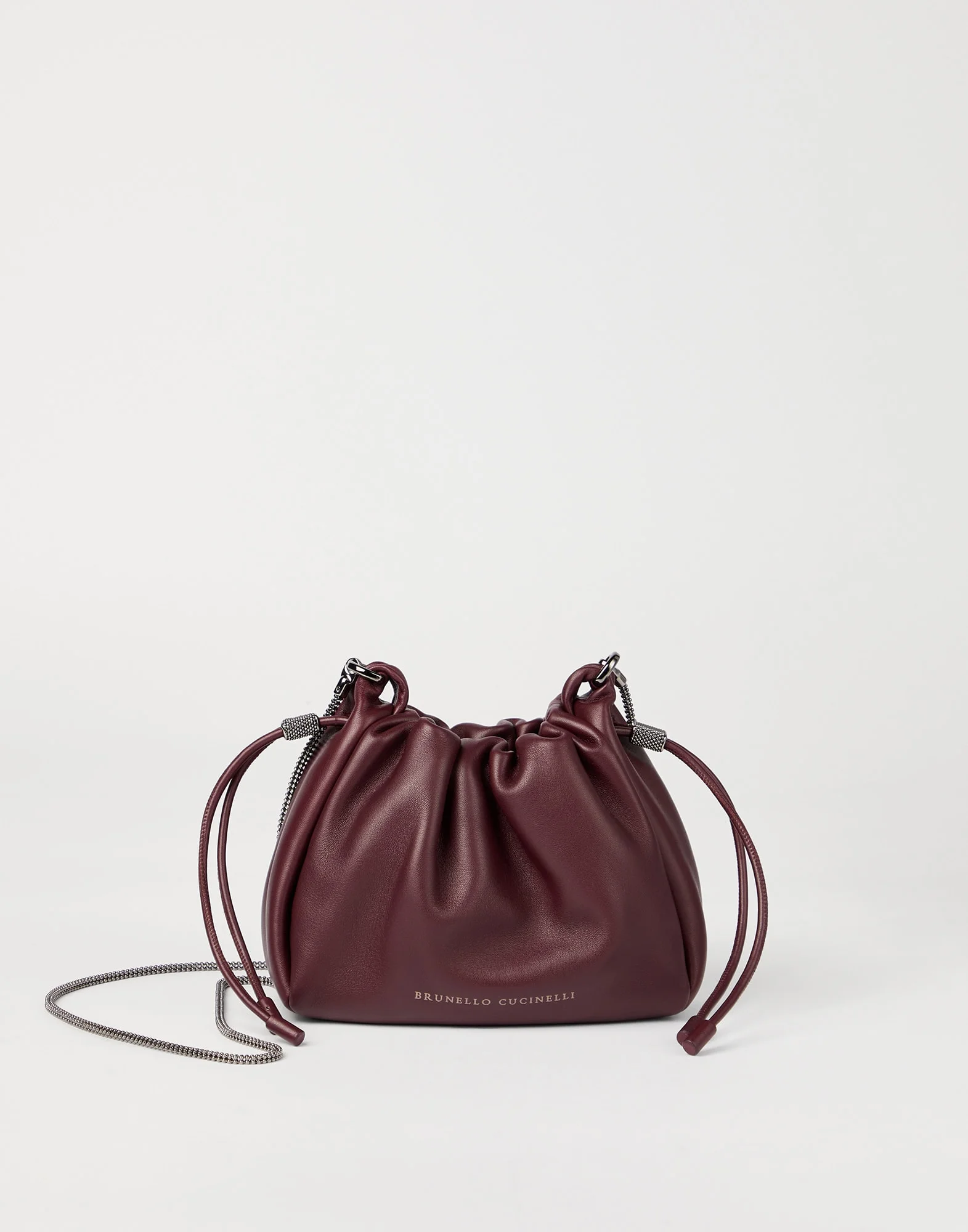 Mellow mini bucket bag in soft leather with precious chain - 1