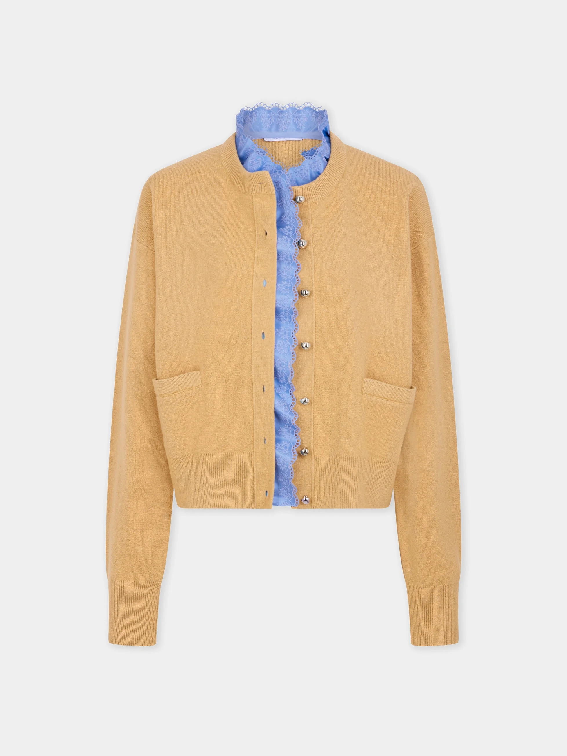 CAMEL WOOL LONG-SLEEVE CARDIGAN - 1