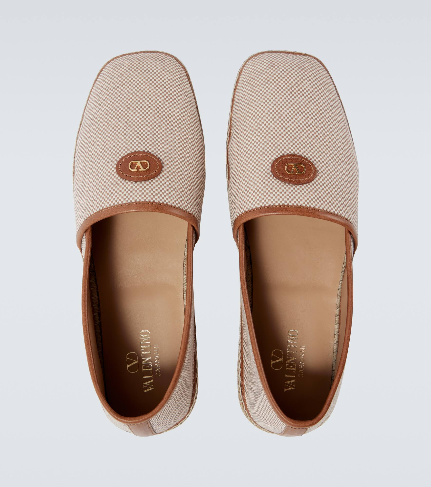 VLogo leather-trimmed canvas espadrilles - 4