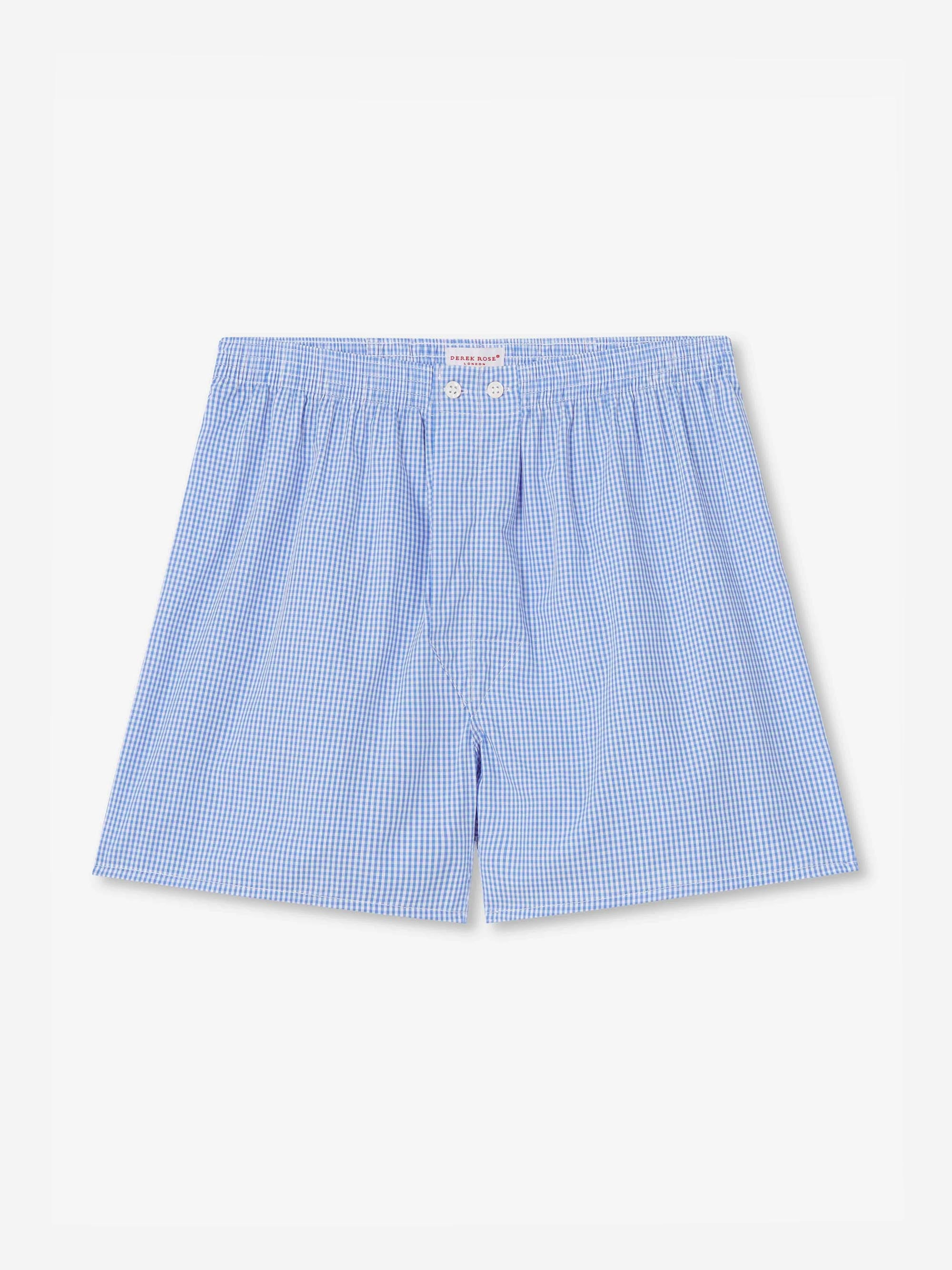 Men's Classic Fit Boxers Gingham Cotton Blue - 2