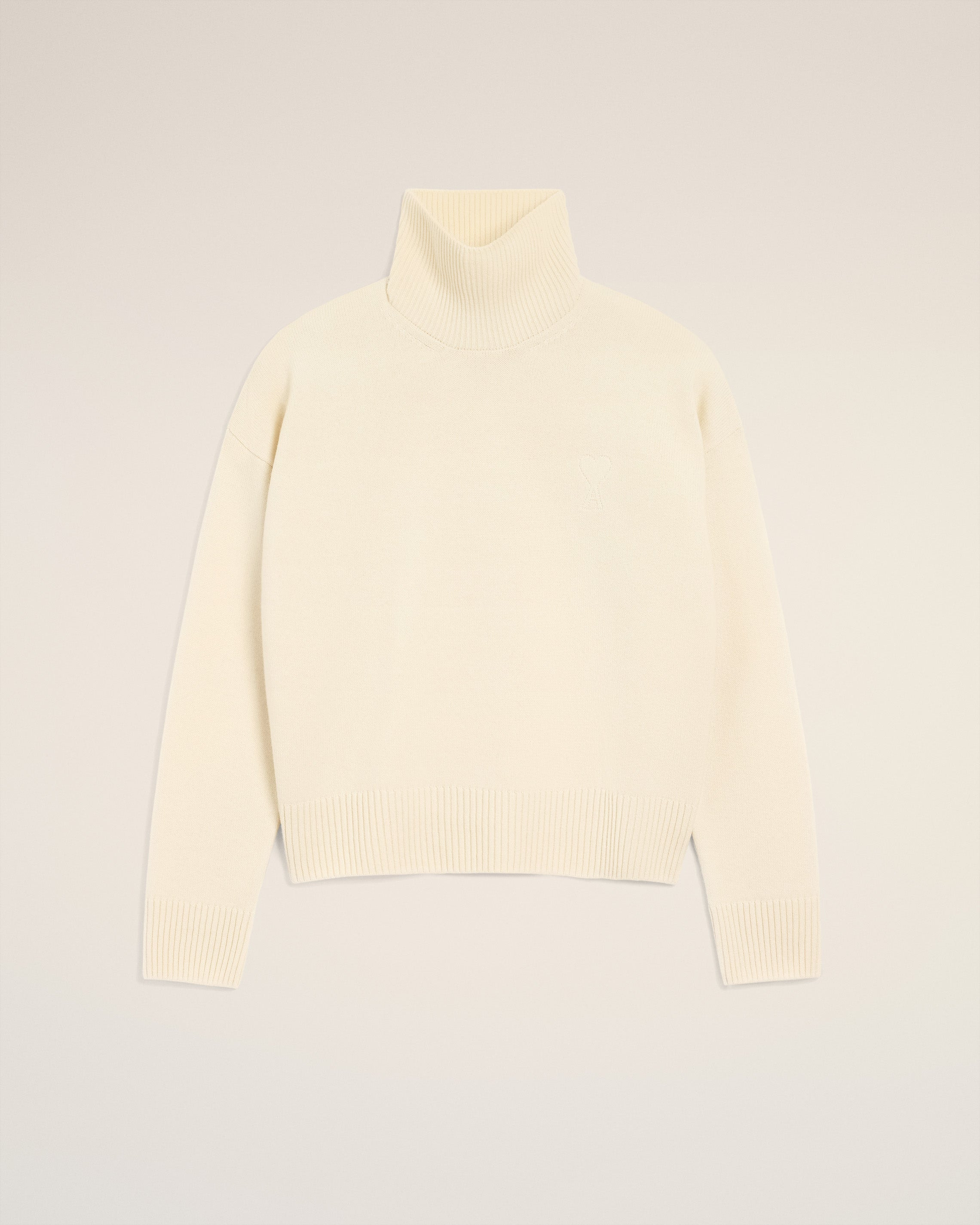 WHITE WOOL AMI DE COEUR FUNNEL NECK SWEATER - 8