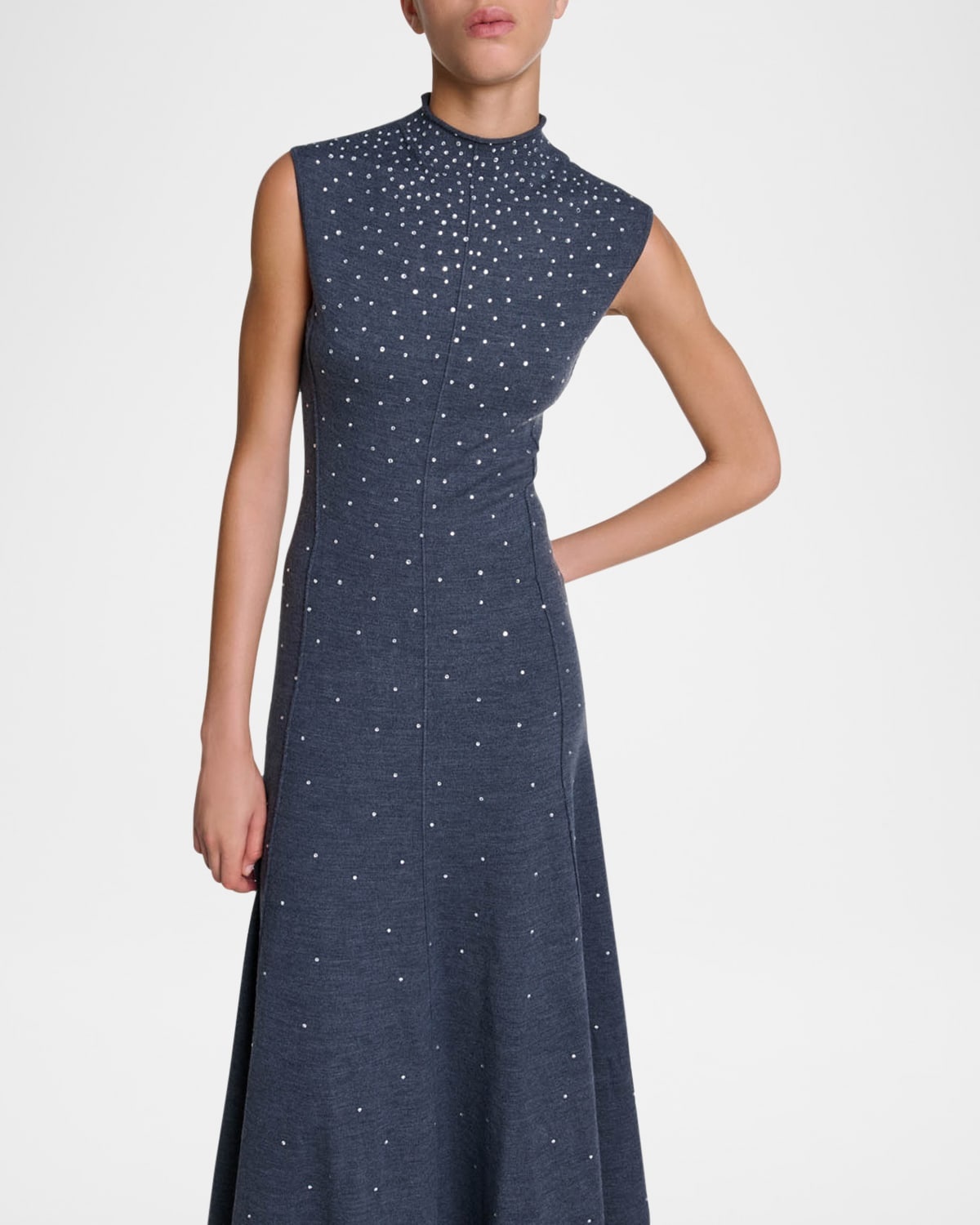 Ristrassy Embellished Knit Midi Dress - 4