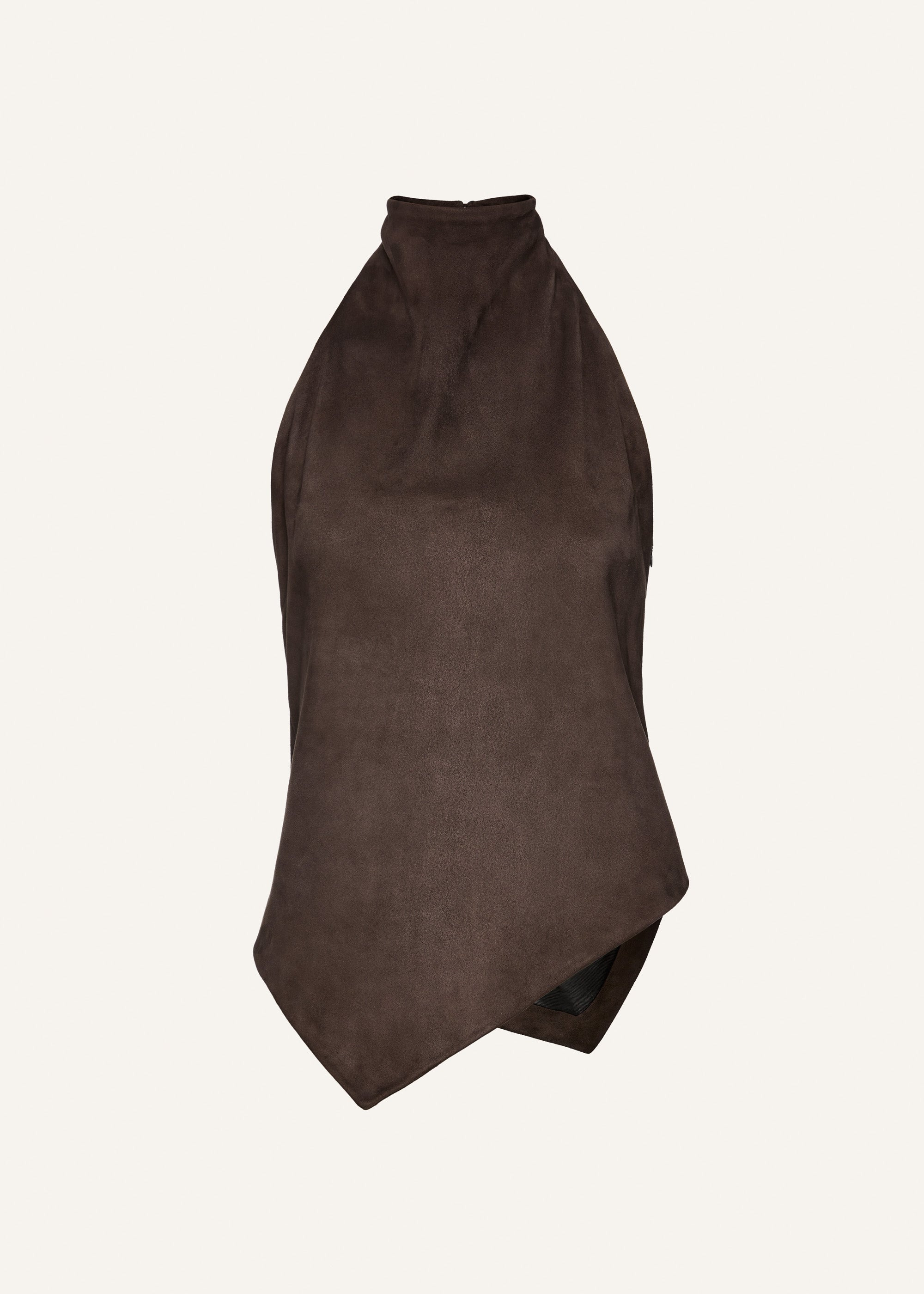 Asymmetric halter top in brown suede - 1