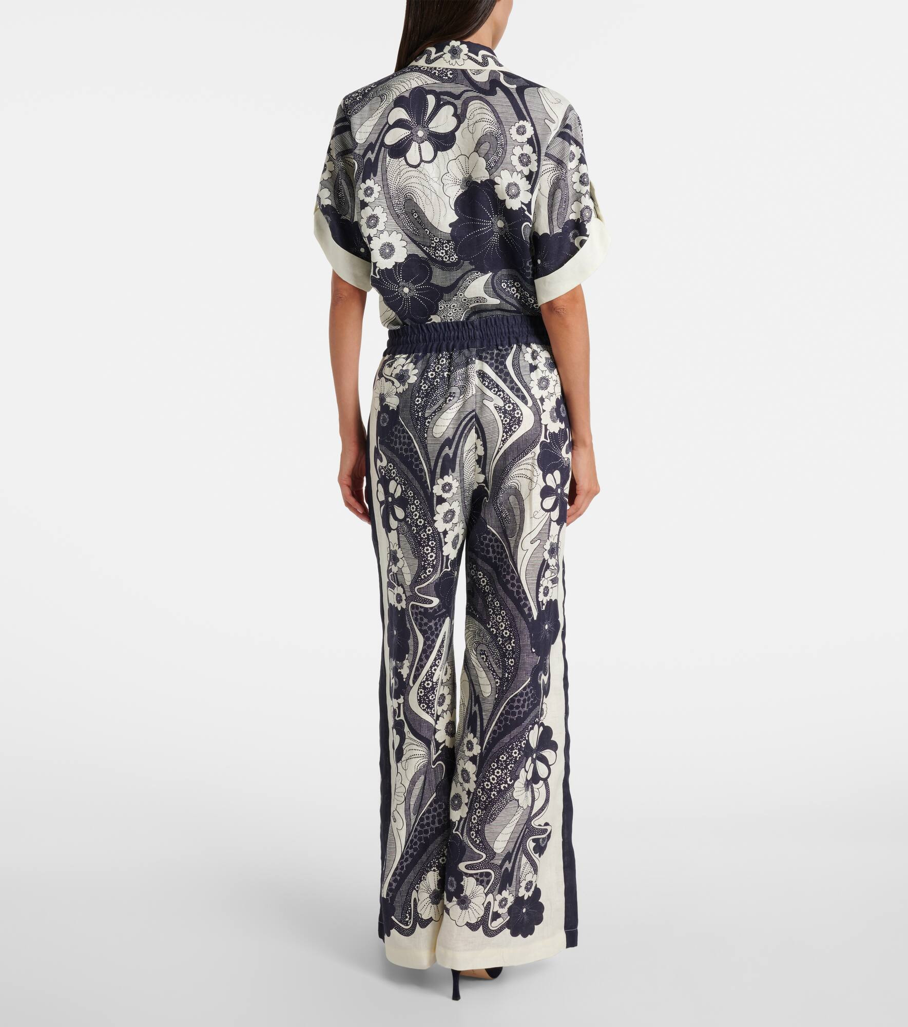 Mickey floral linen wide-leg pants - 3