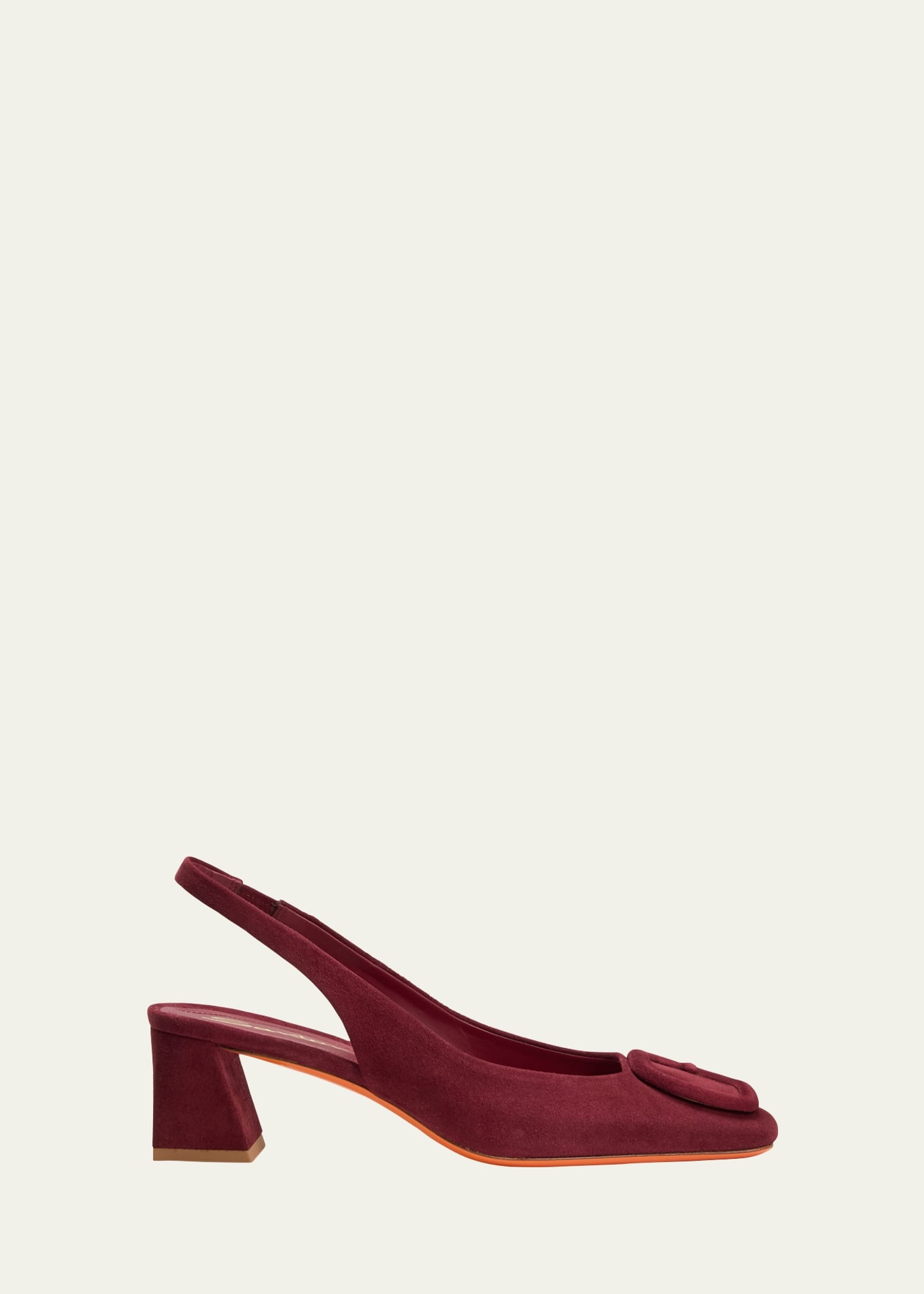 Suede Buckle Slingback Pumps - 1