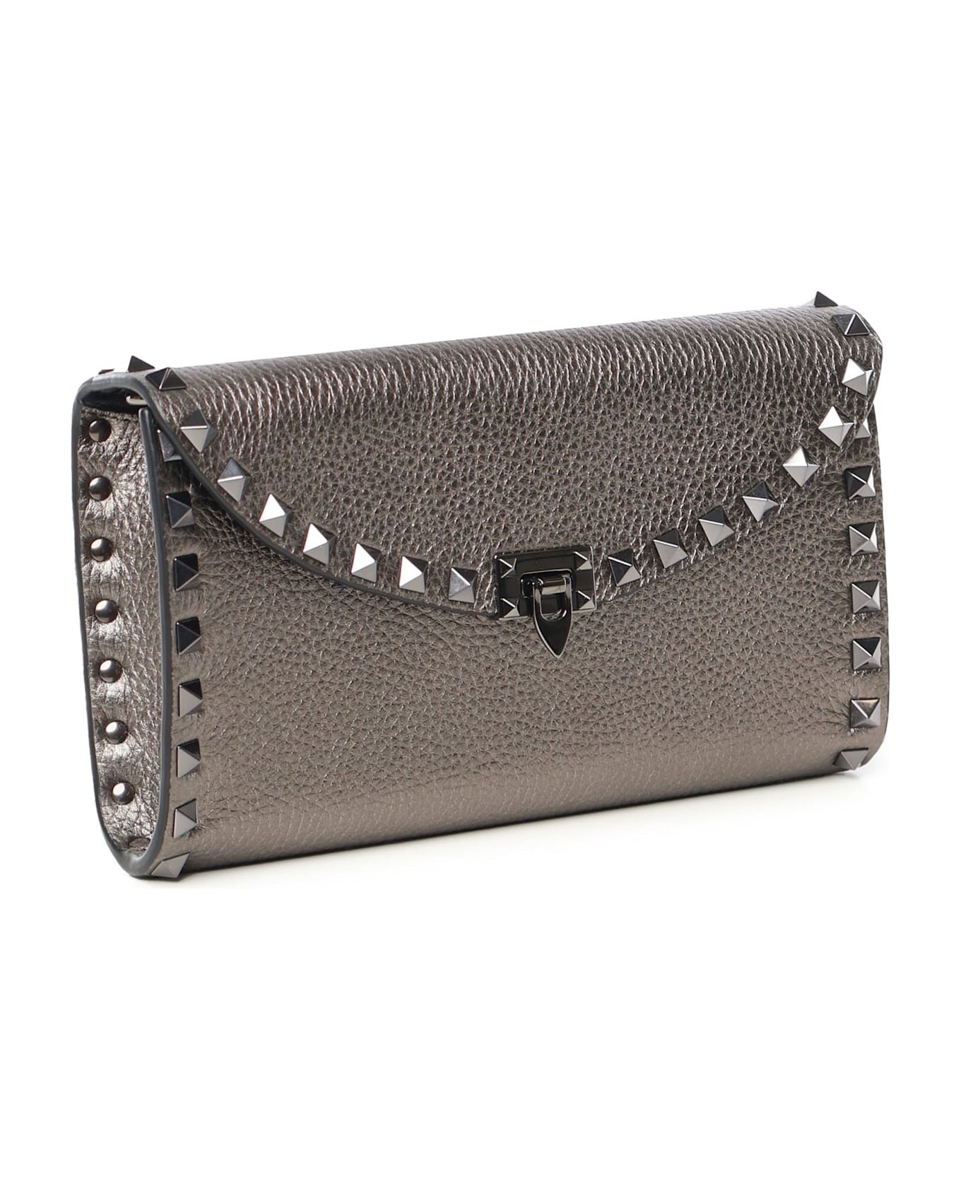 Rockstud Chain Wallets In Grained Leather - 2