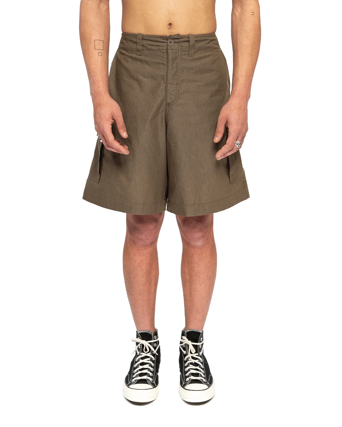 Trekking Cargo Shorts Army Green Cotton Ripstop - 1