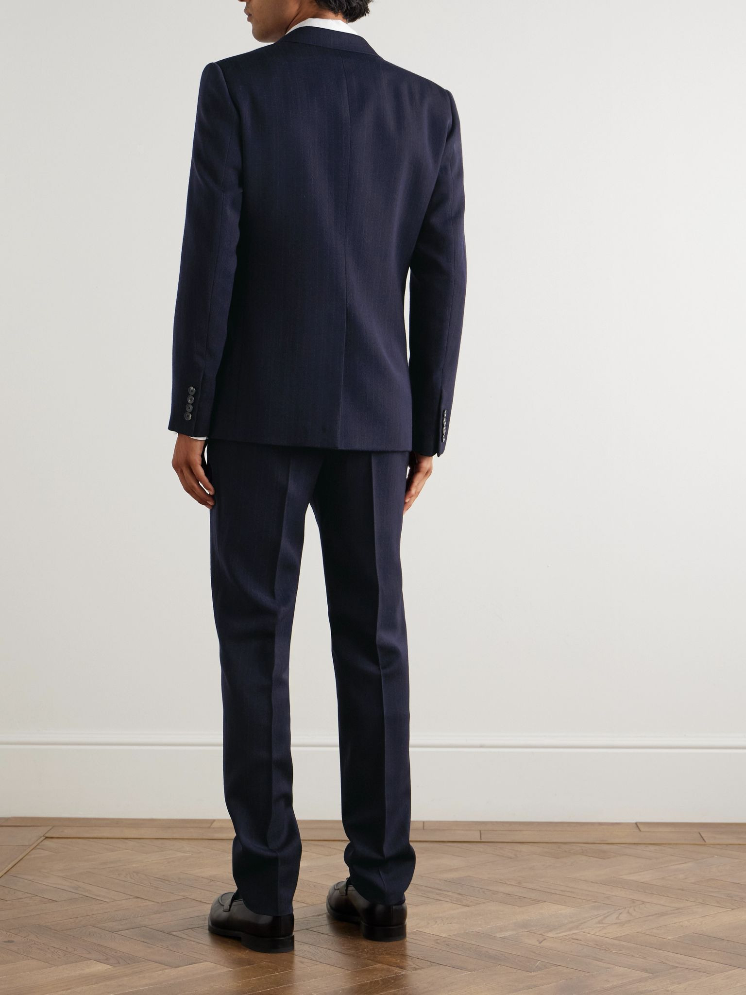 International Pinstriped Virgin Wool Suit Navy - 4