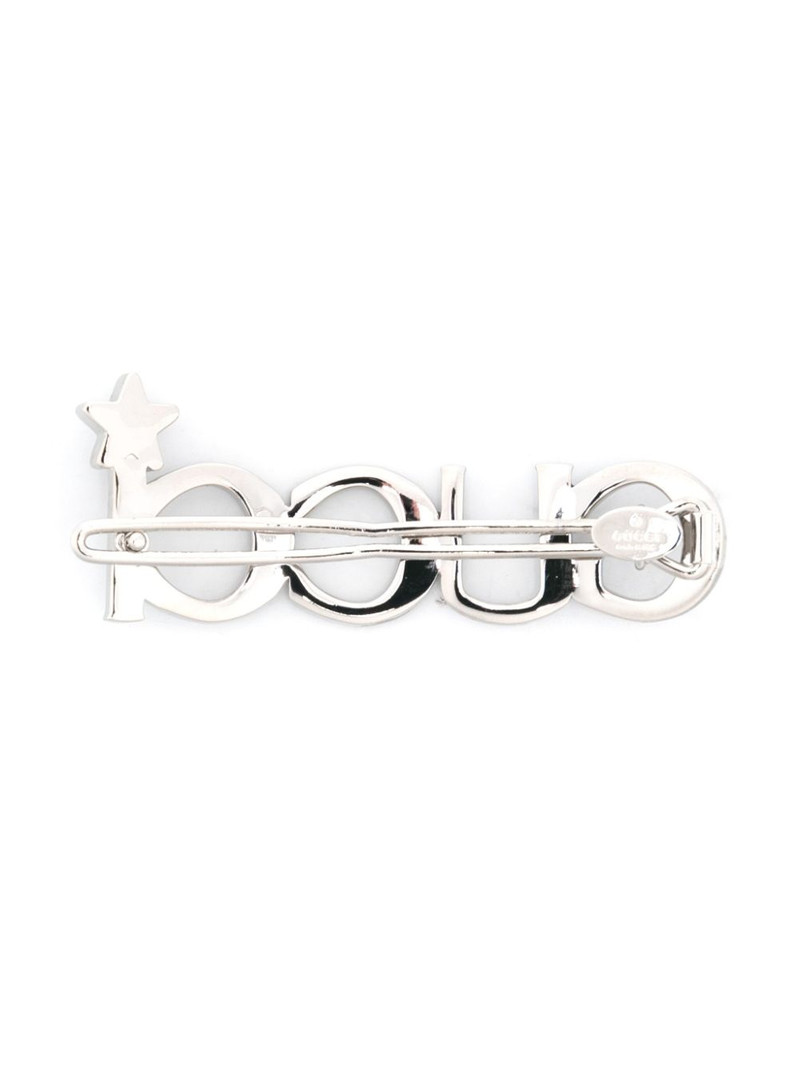 GUCCI crystal-logo hair clip outlook