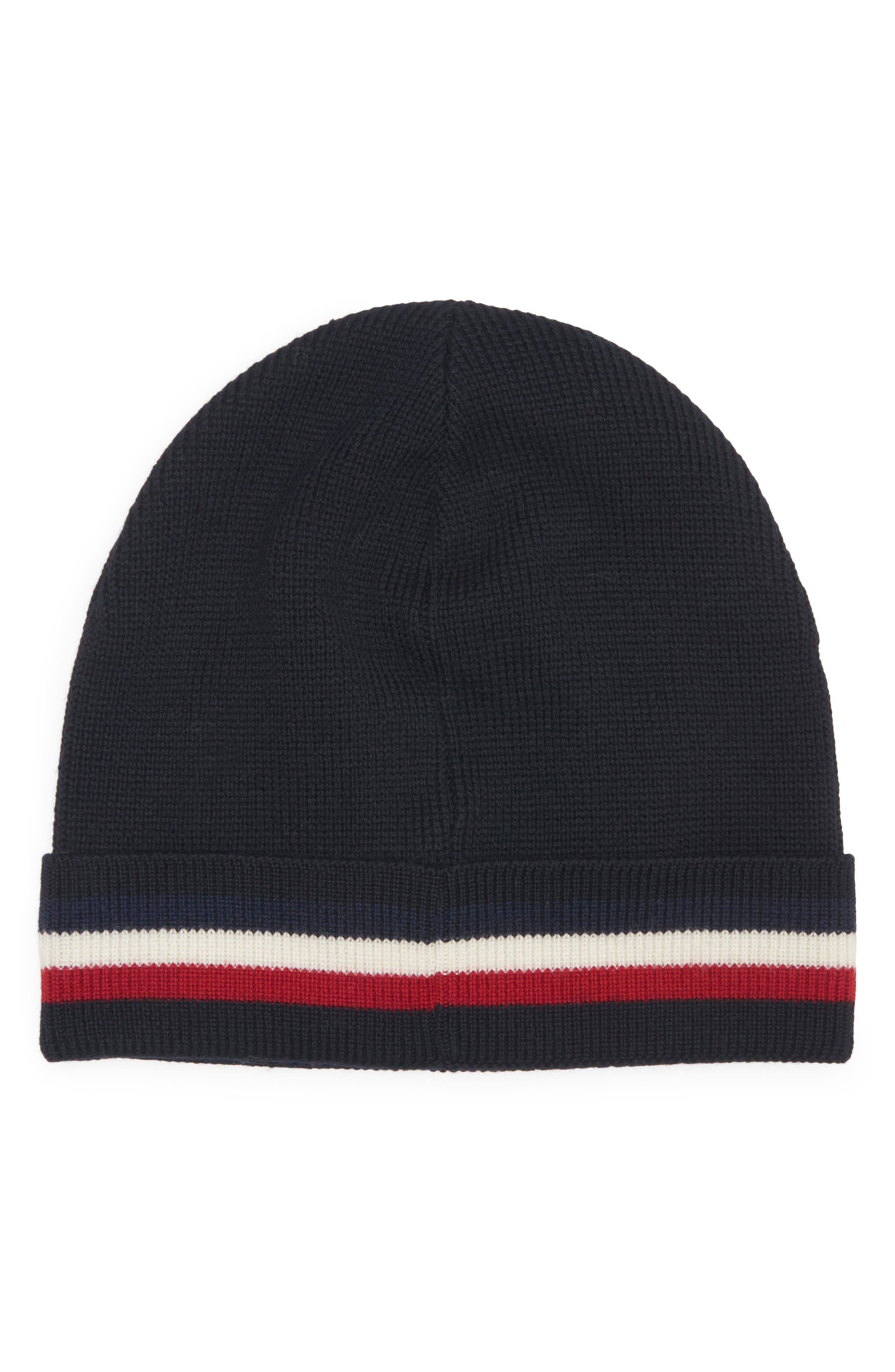 Moncler Tricolor Stripe Ribbed Wool Beanie in Navy Blue at Nordstrom - 2