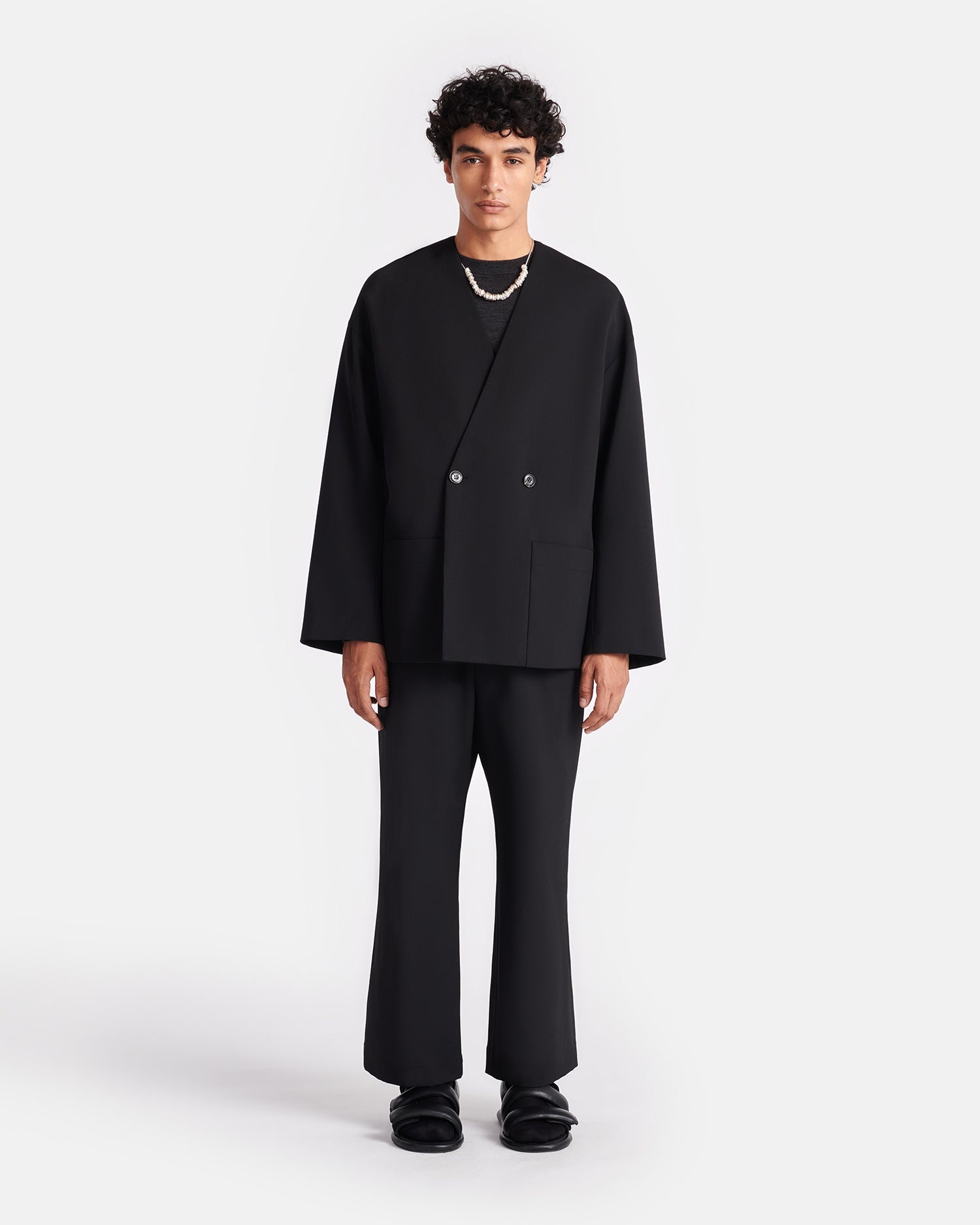Double-Breasted Twill Suiting Blazer - 3