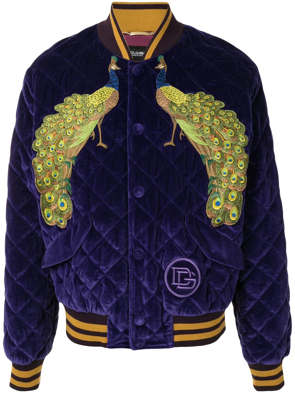 Peacock velvet-effect bomber jacket - 1