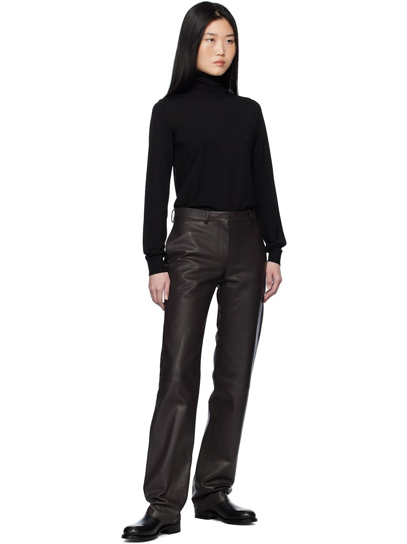 The Row Brown Selviese Leather Pants outlook