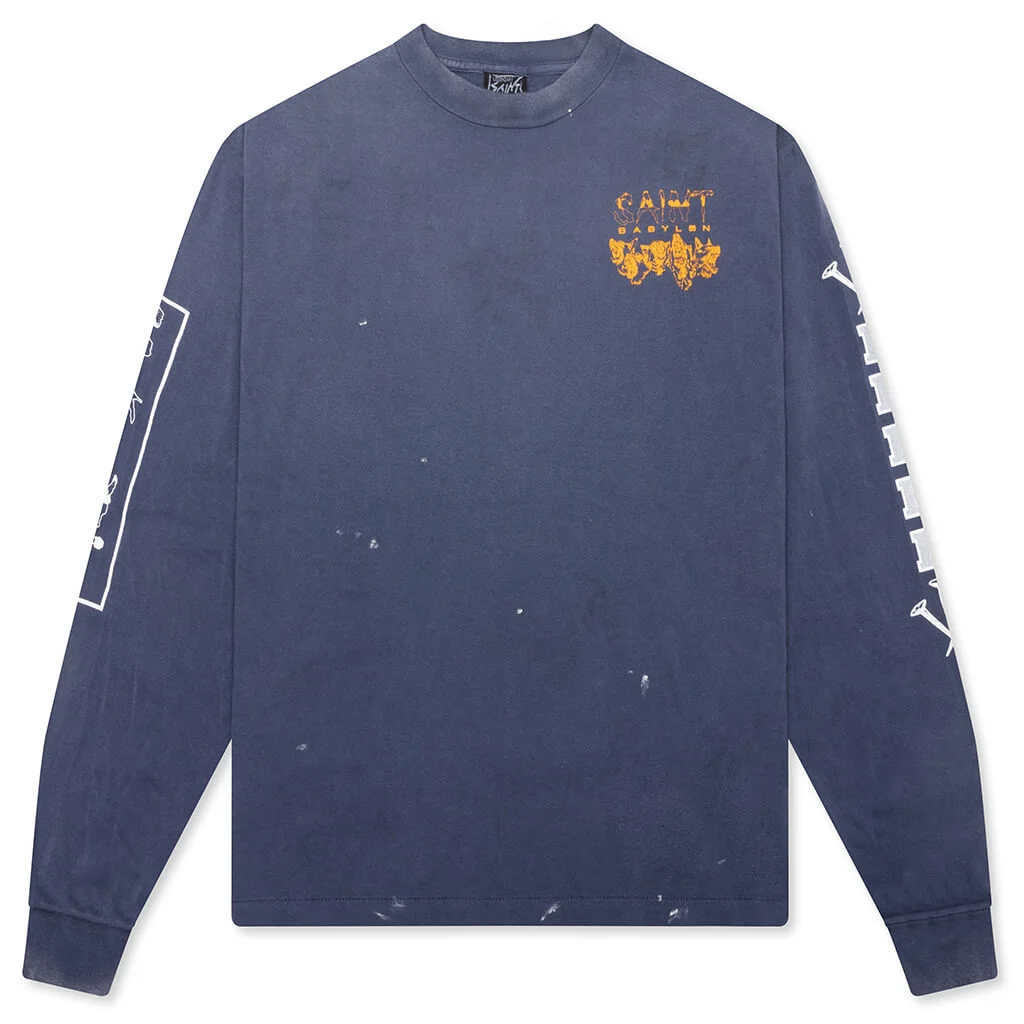 SAINT M6 X BABYLON BLEED L/S TEE - NAVY - 1