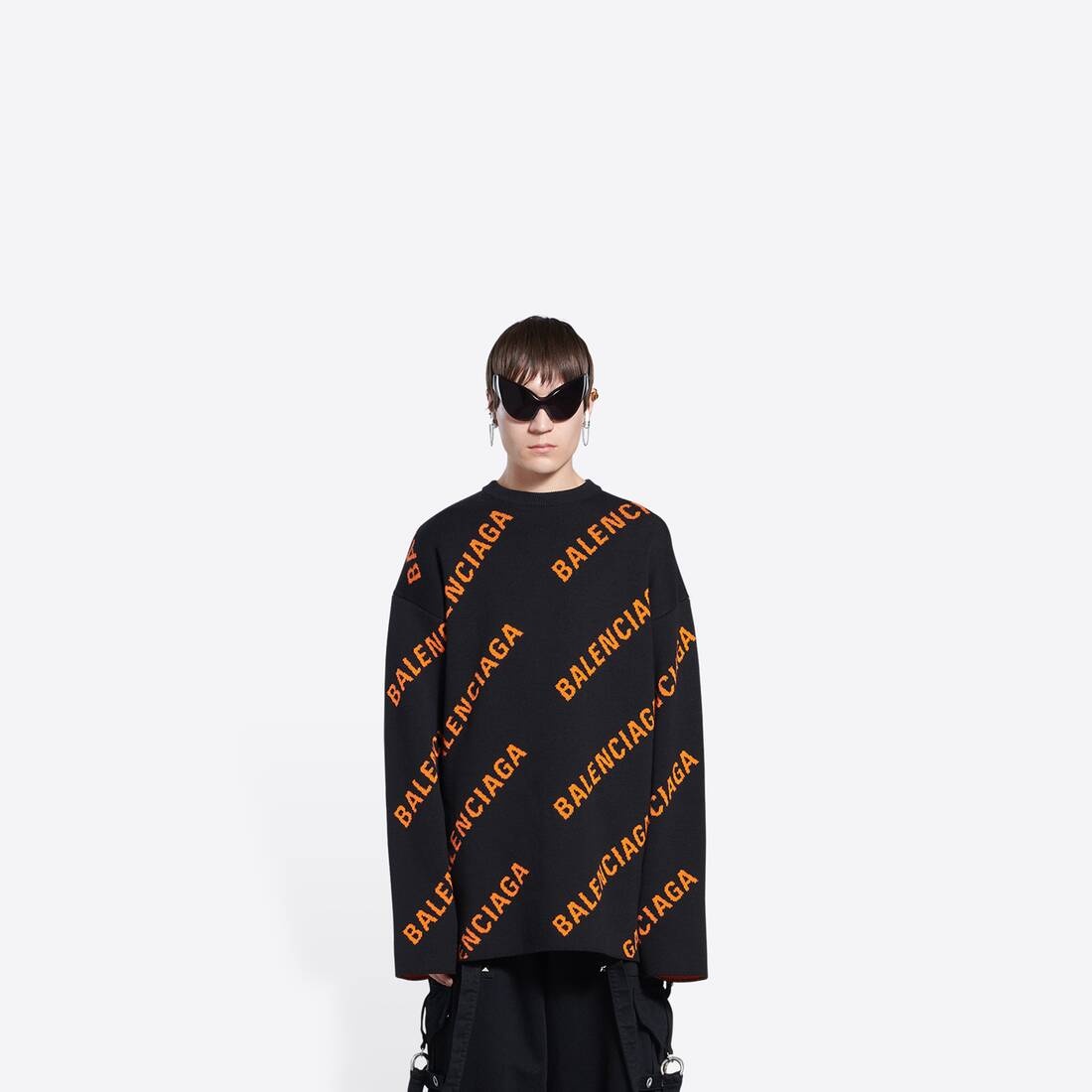 Men's Year Of The Tiger Allover Logo Sweater in Black - 3