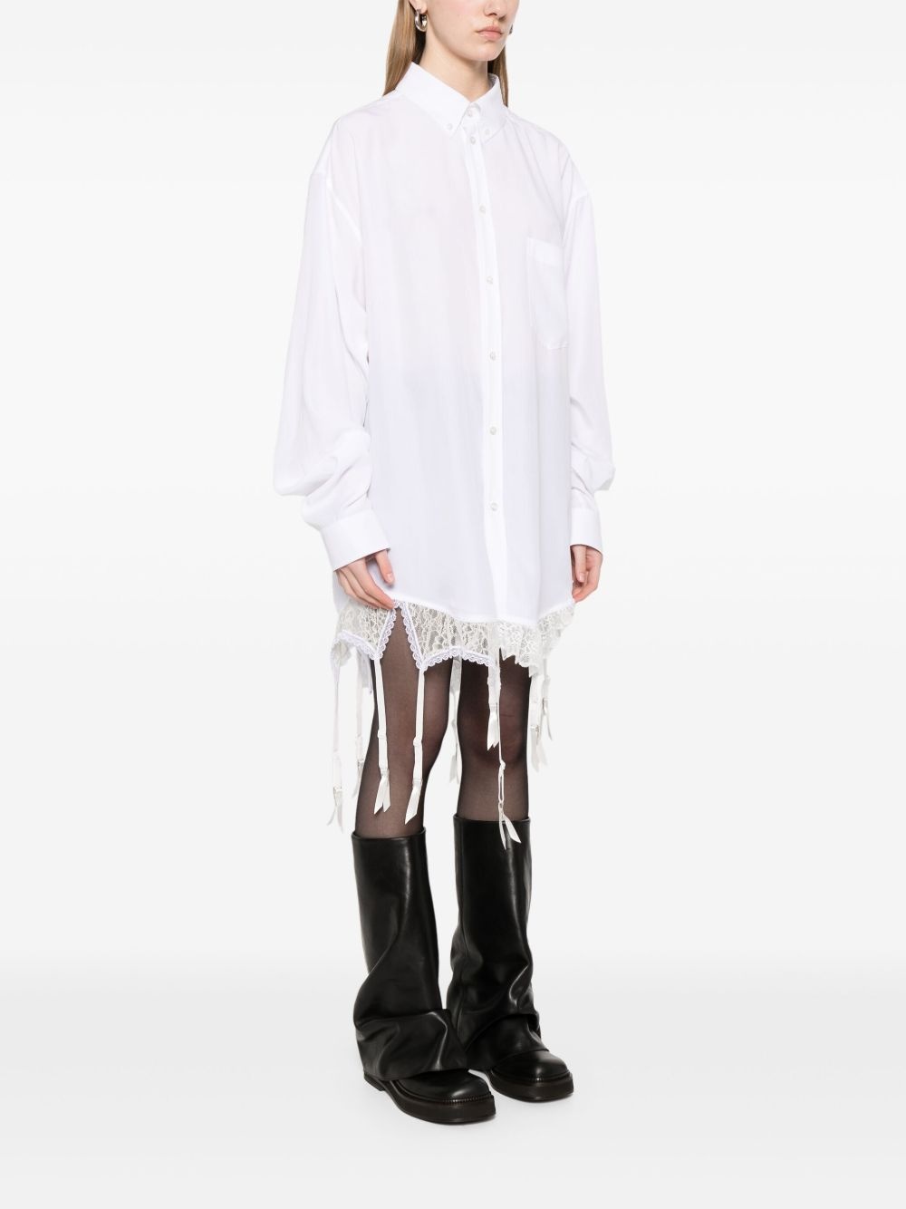 lace-trim shirt - 3