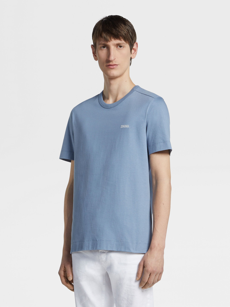 ZEGNA AVIO BLUE COTTON T-SHIRT outlook