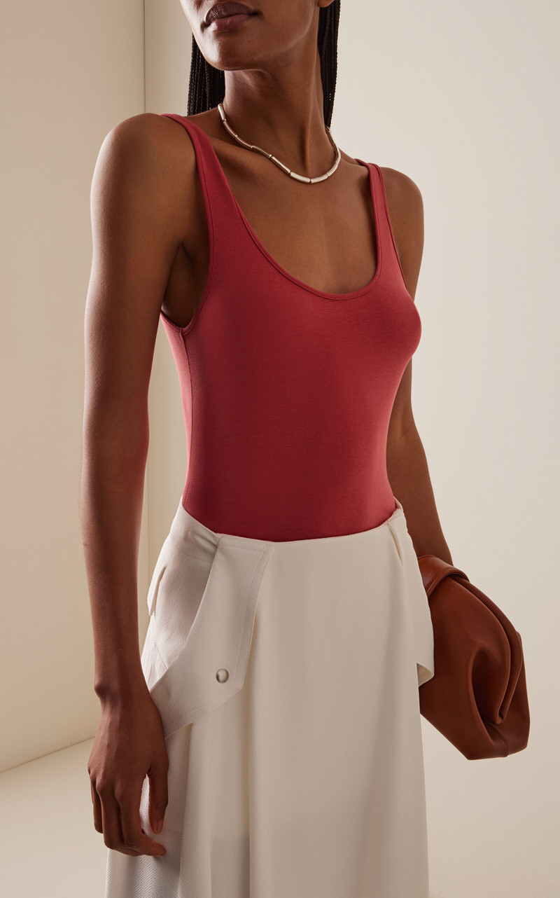 Another Tomorrow Slim Cotton-Blend Tank Top pink outlook