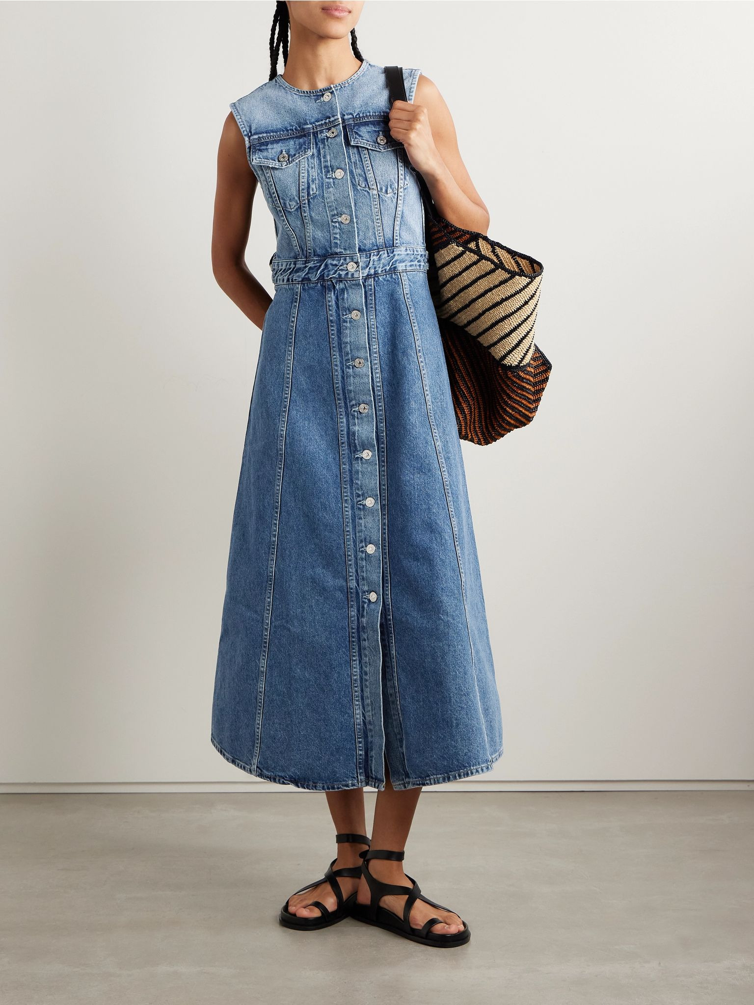 Idalene organic denim midi shirt dress Mid denim - 2
