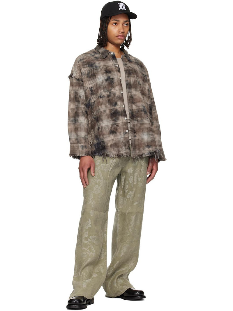 R13 Khaki Damon Pleated Trousers outlook