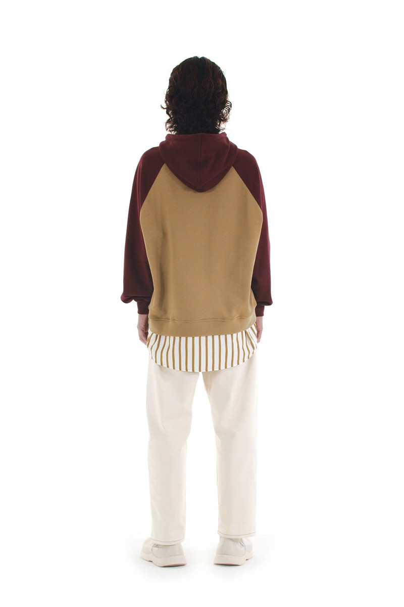 SUNNEI HOODIE WITH SHIRTING / beige & bordeaux outlook
