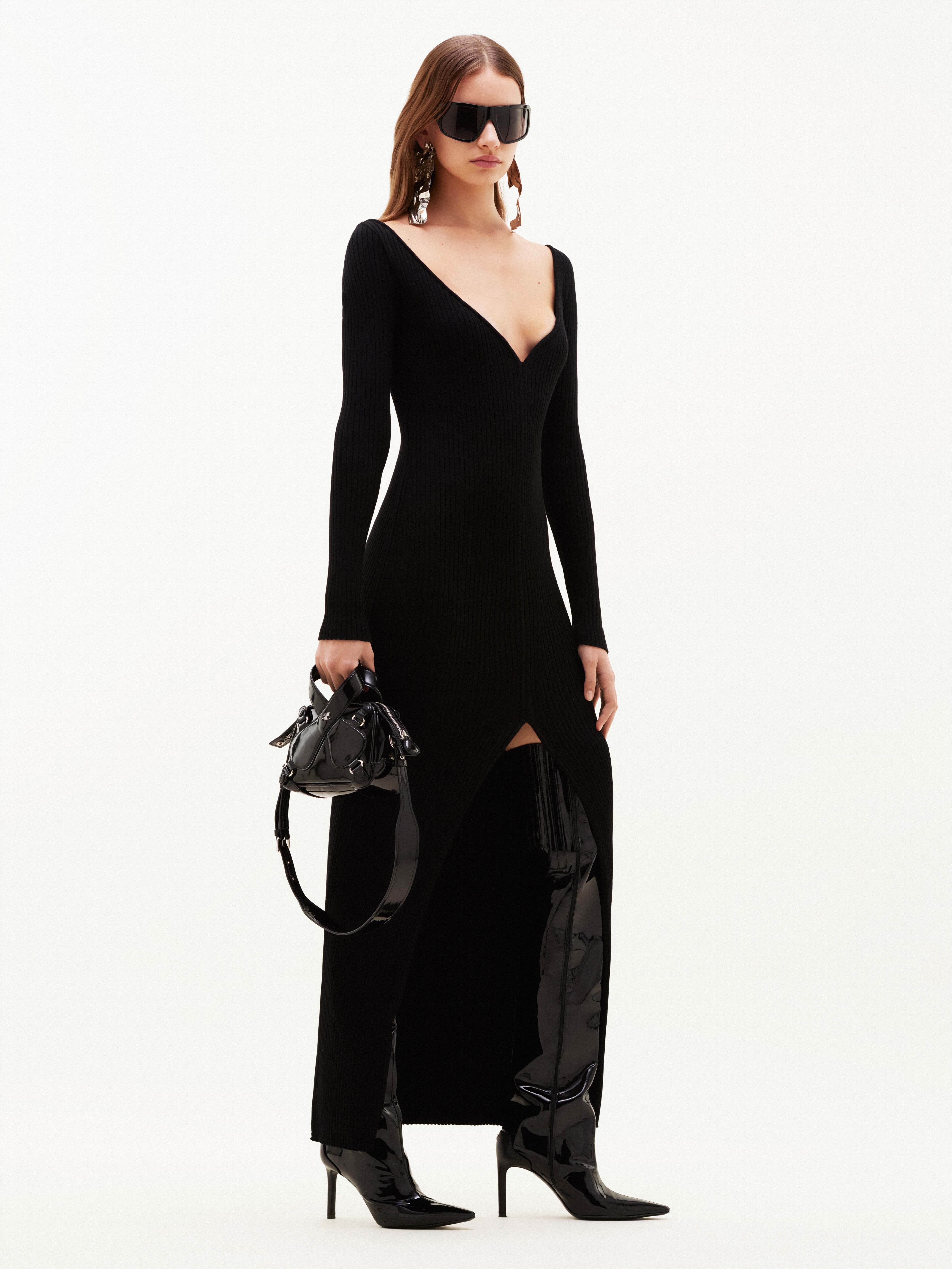 SWALLOW LONG RIB KNIT DRESS - 3