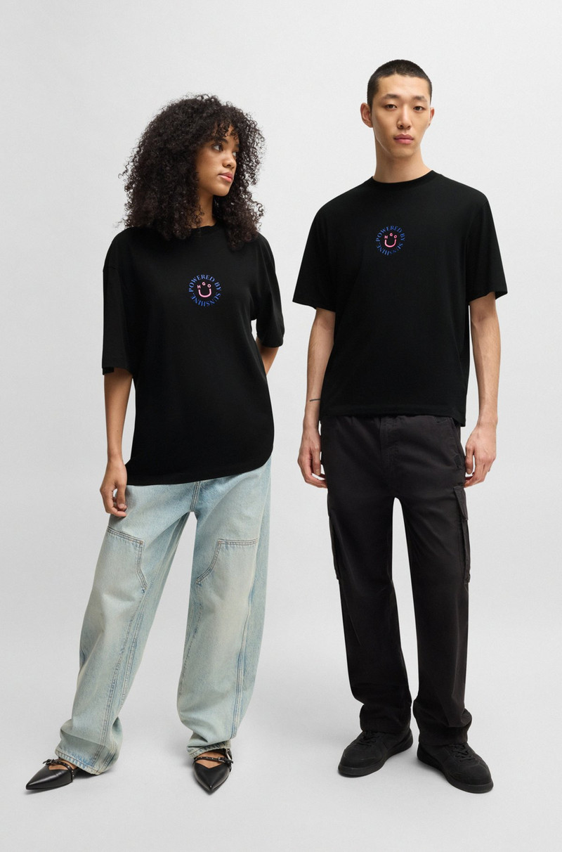 HUGO COTTON-JERSEY T-SHIRT WITH HAPPY HUGO LOGO outlook