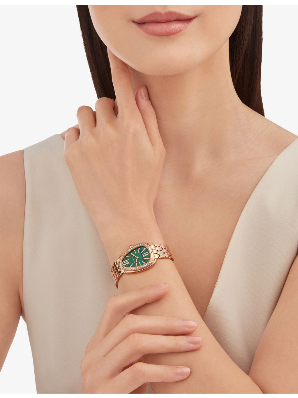 Serpenti Seduttori 18ct Rose Gold, 0.38ct Diamonds And 0.108ct Rubellite Quartz Watch - 3