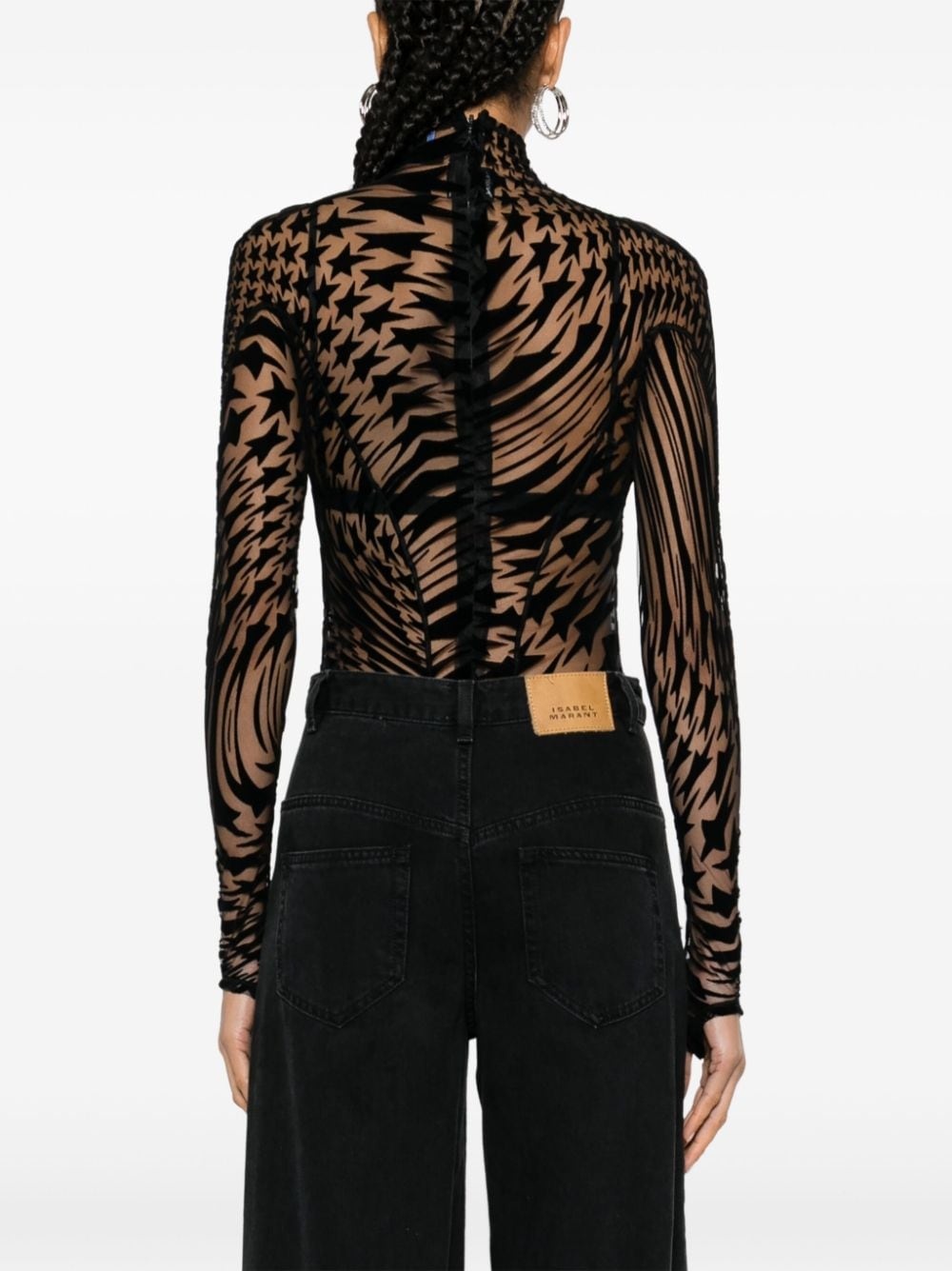star-print mesh bodysuit - 4