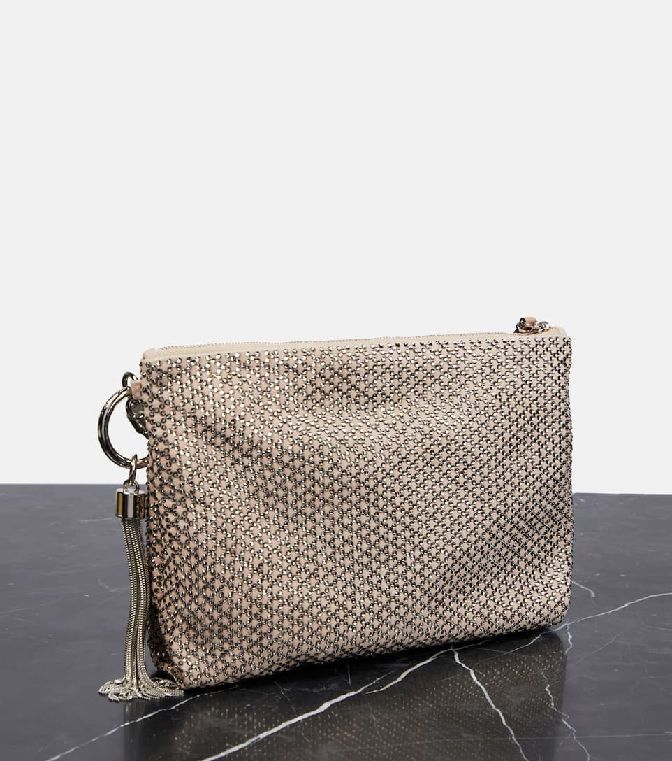 Callie embellished suede clutch - 4