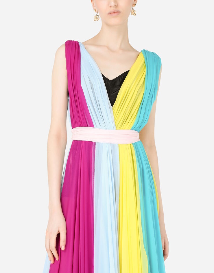 Long multi-colored chiffon dress - 4