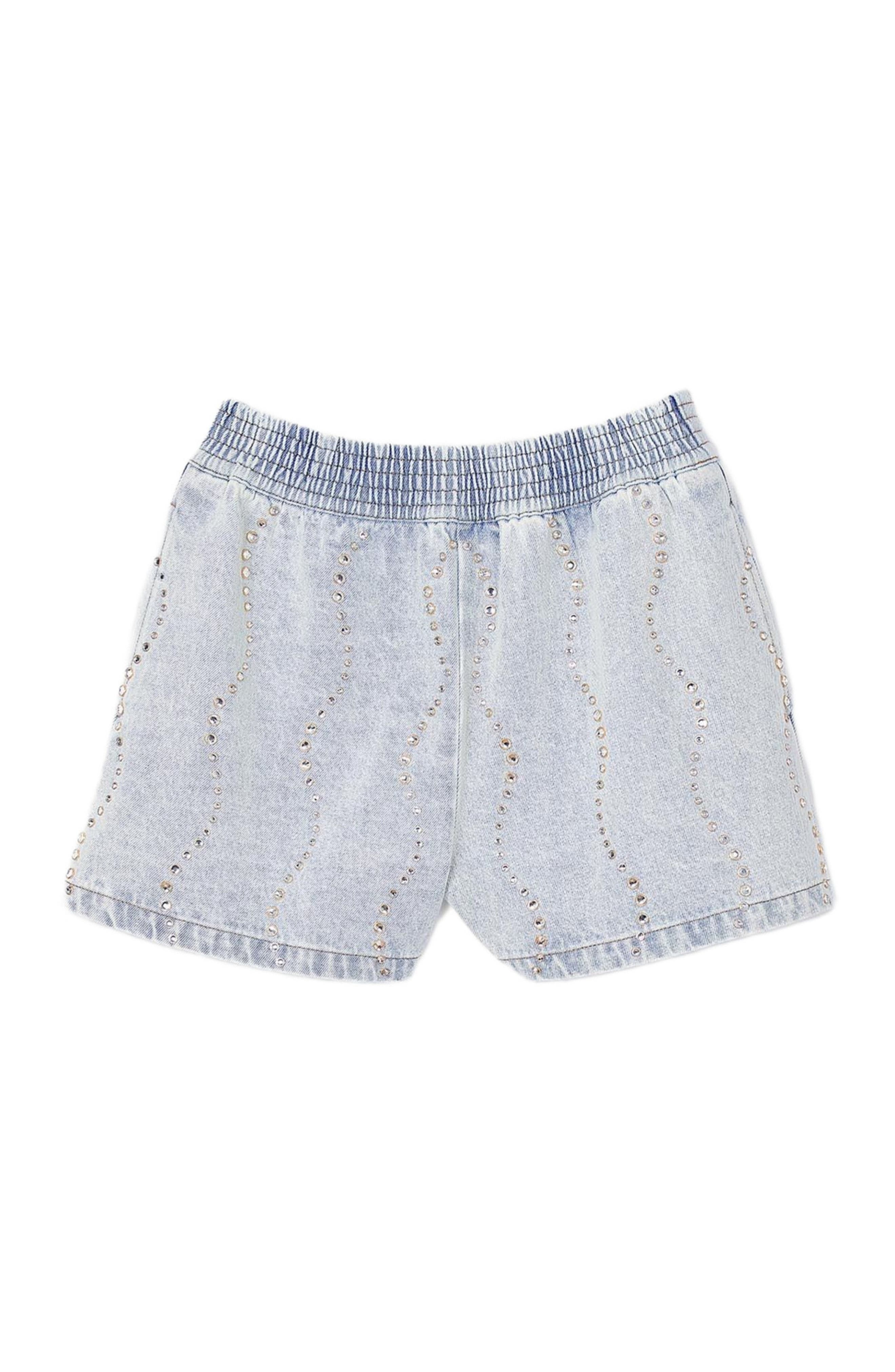 SANDRO Beaded and rhinestone denim shorts in Light Bu Jean at Nordstrom - 4