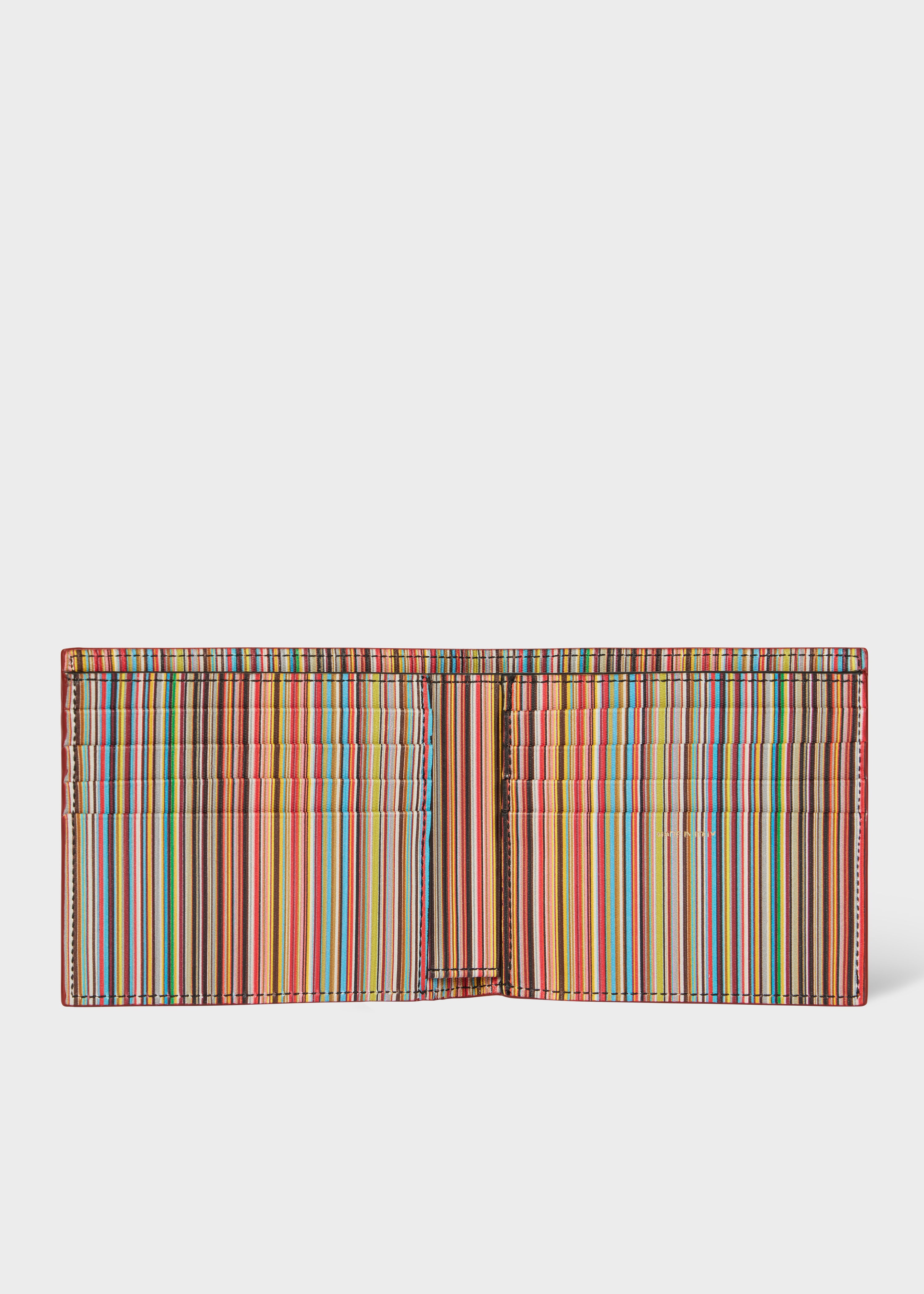 Brick Red Leather 'Signature Stripe' Interior Billfold Wallet - 2