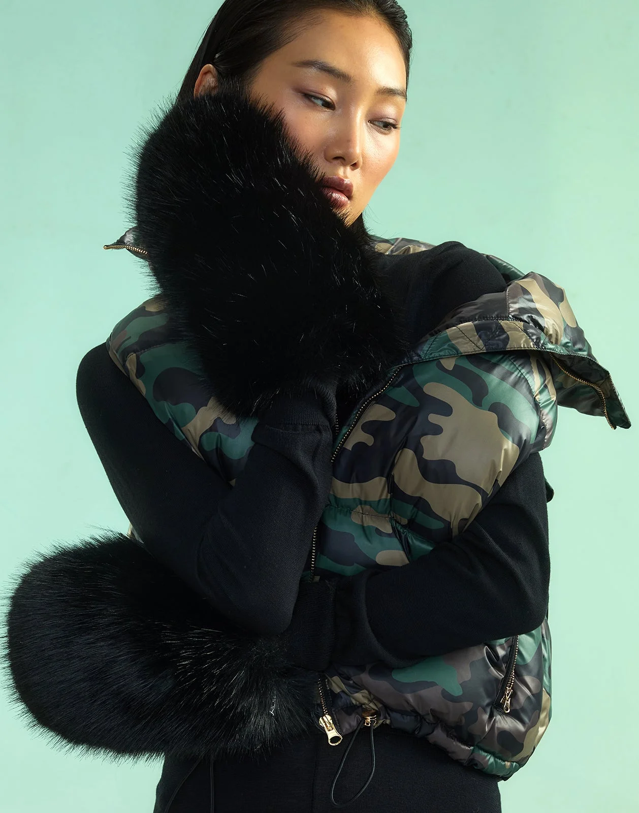 Faux Fur Oversized Mittens - 1