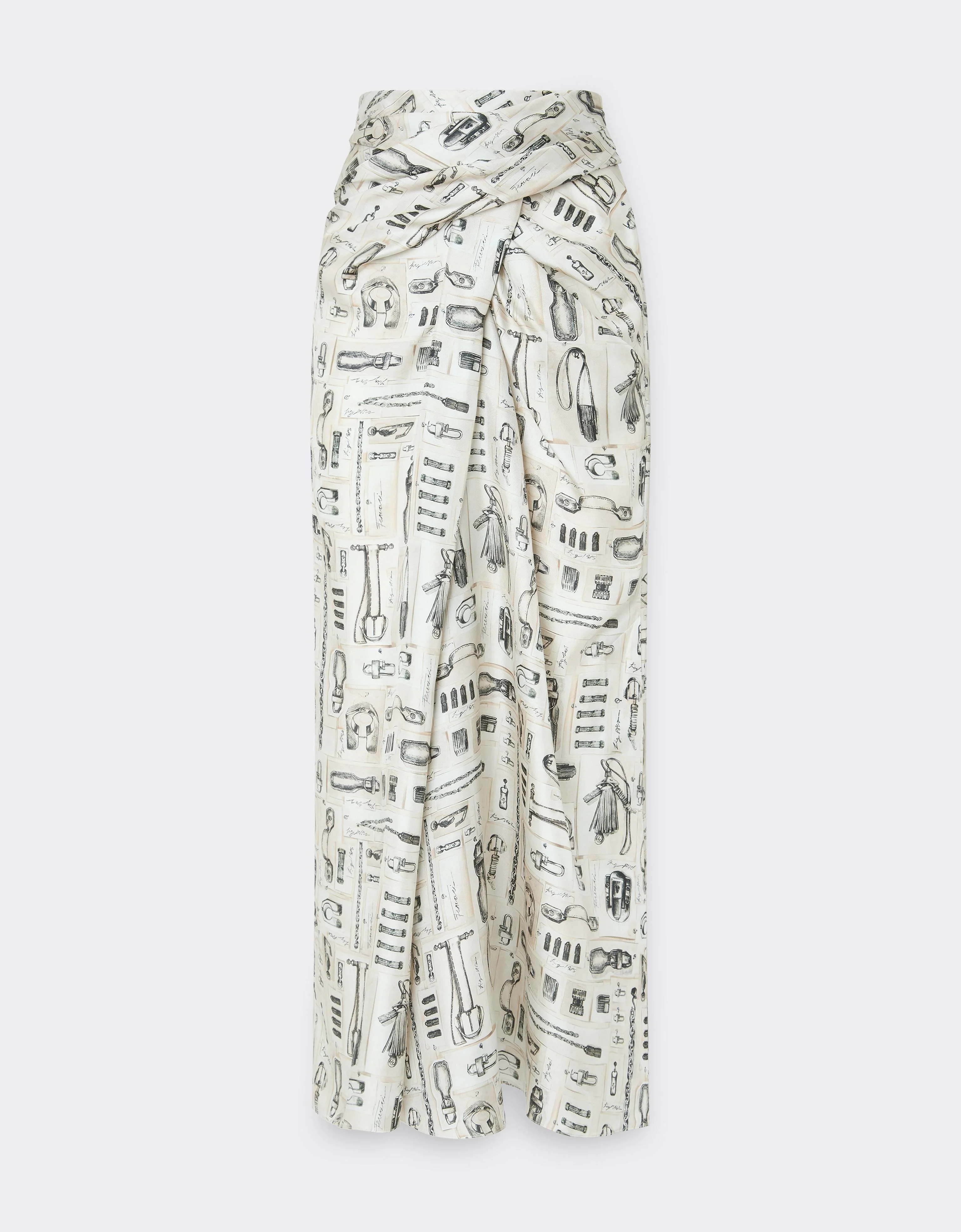 Silk Twill Skirt with Officina Print - 1