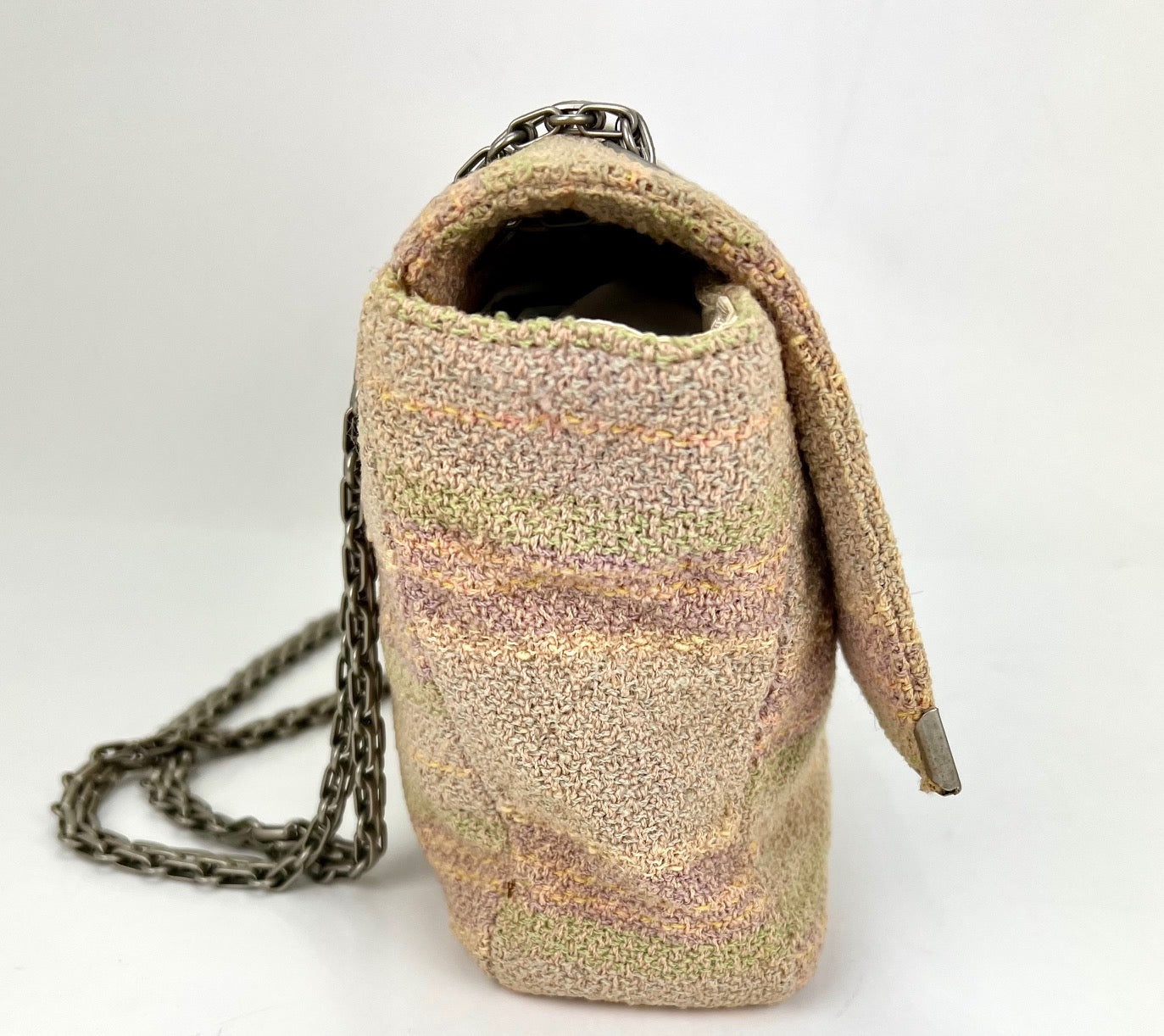 Chanel 2.55 Reissue 225 Single Flap Pink Multicolor Cotton Tweed Shoulder Bag - 10