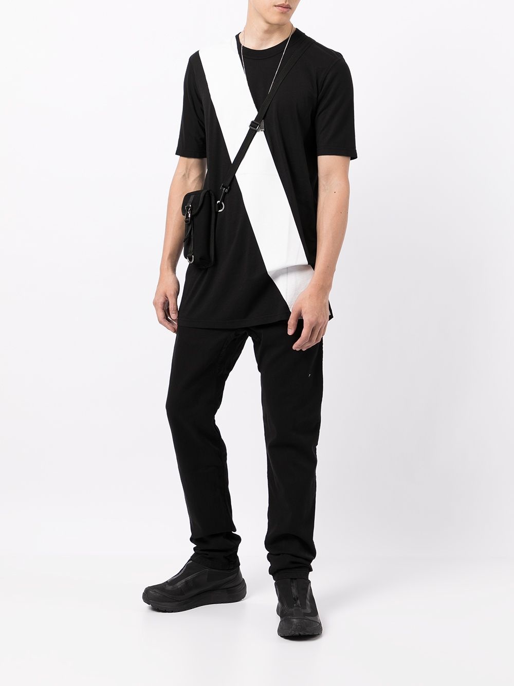 diagonal stripe contrast T-shirt - 2