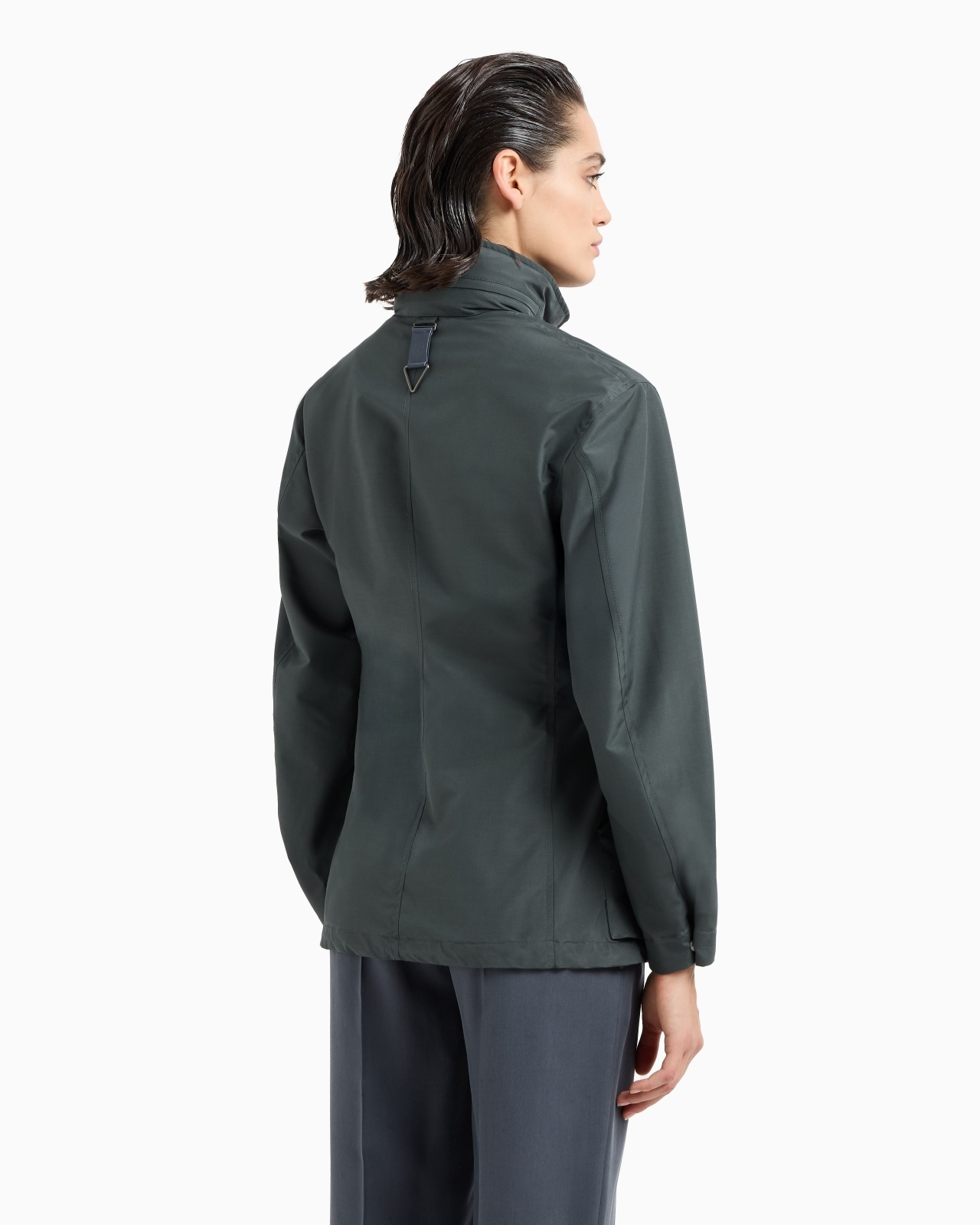 TECHNICAL SILK HOODED PEA COAT - 3