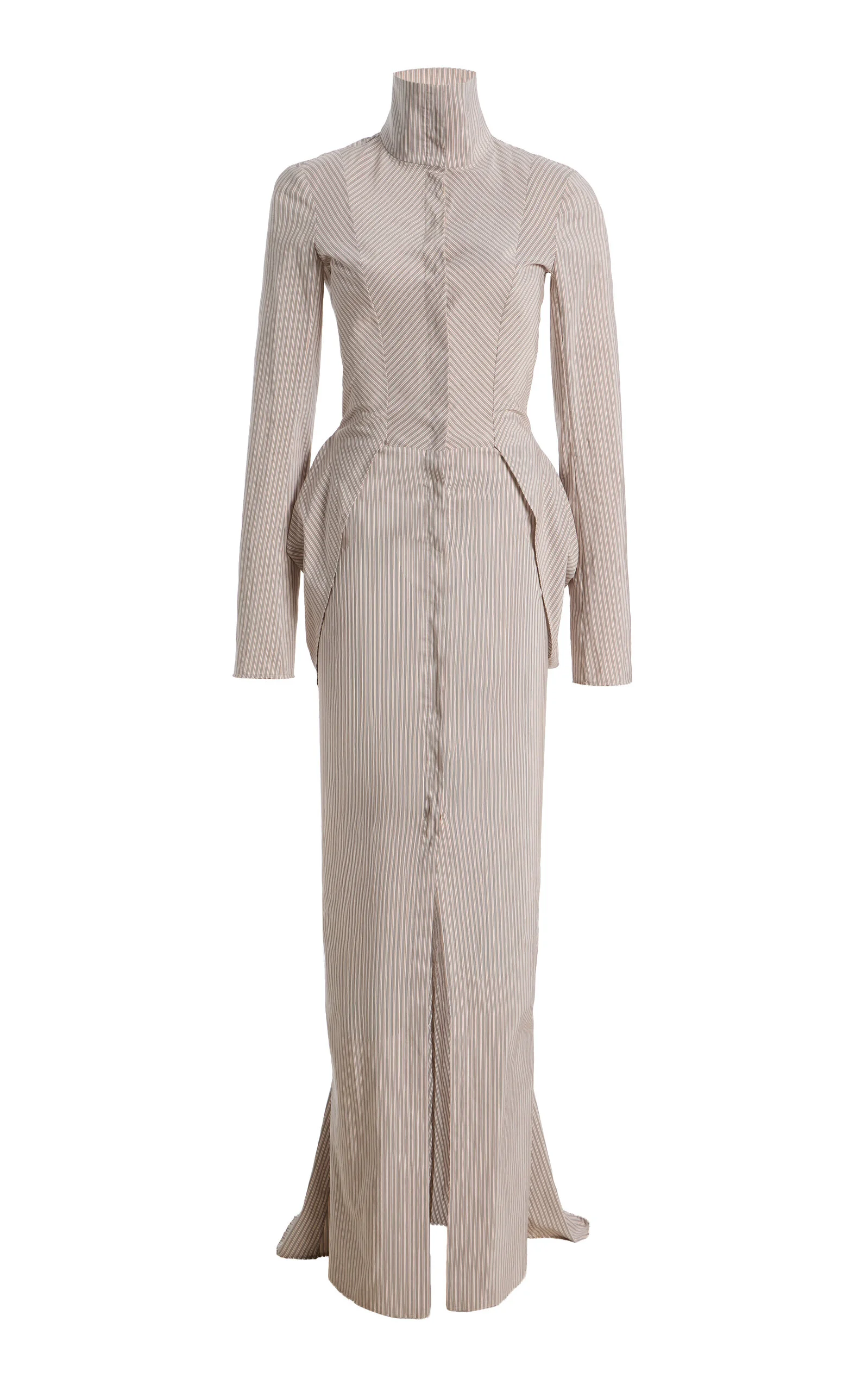 Tailored Cotton-Silk Bustle Maxi Dress multi - 1